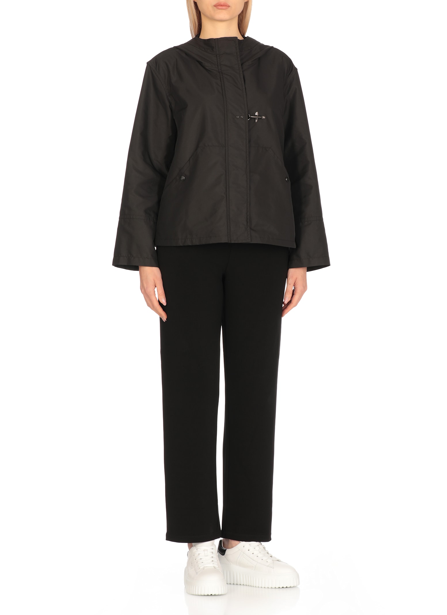 Fay Stretch Gabardine Caban In Black
