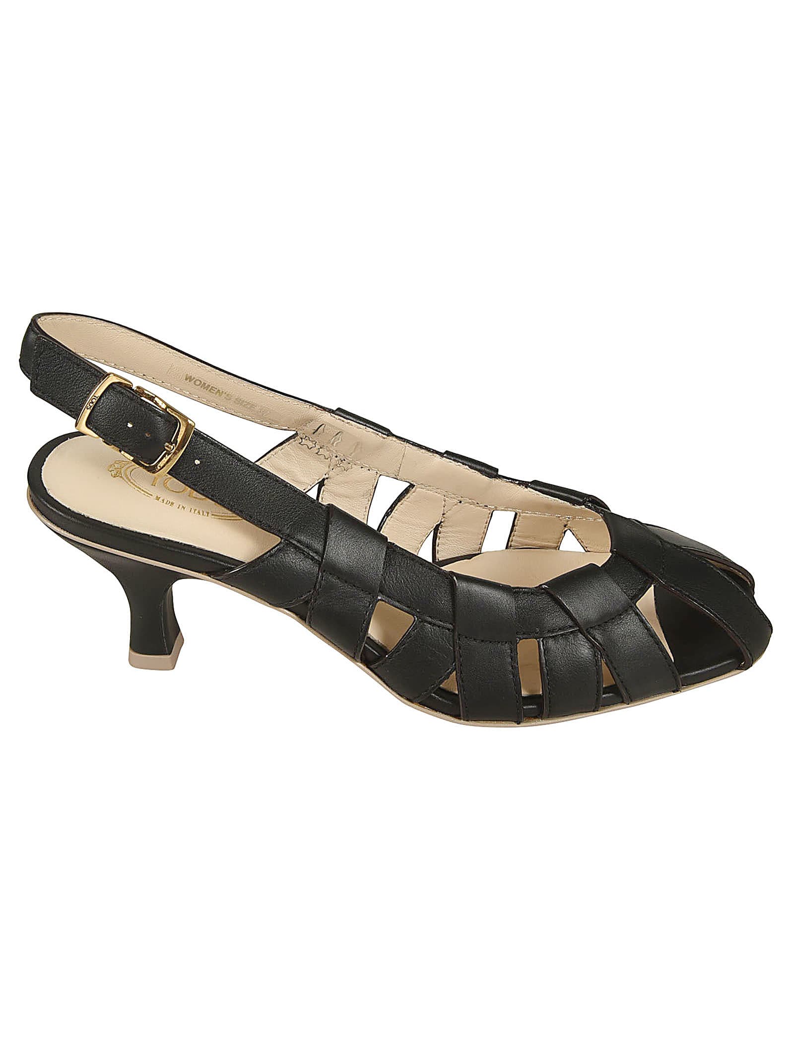 Shop Tod's T65 Slingback Pumps In Mid Black
