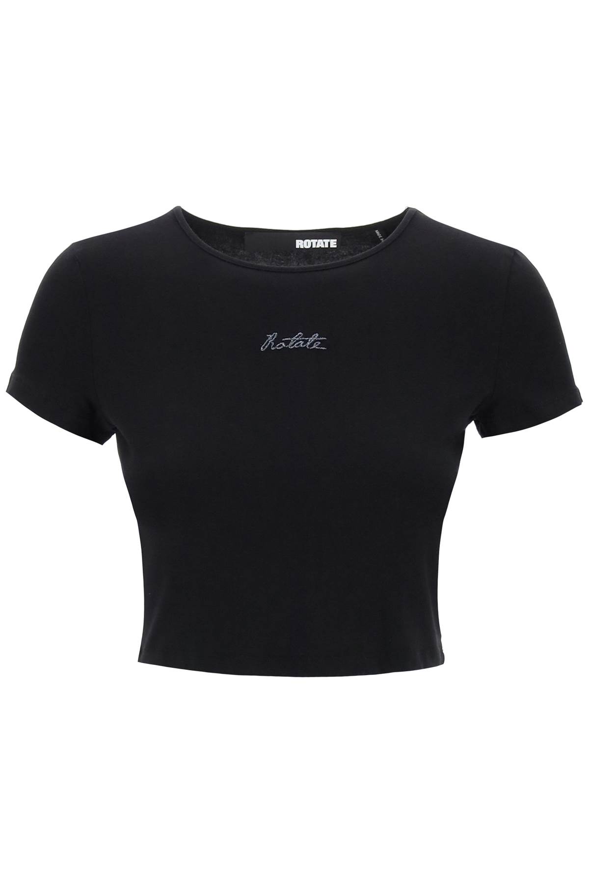 Cropped T-shirt With Embroidered Lurex Logo