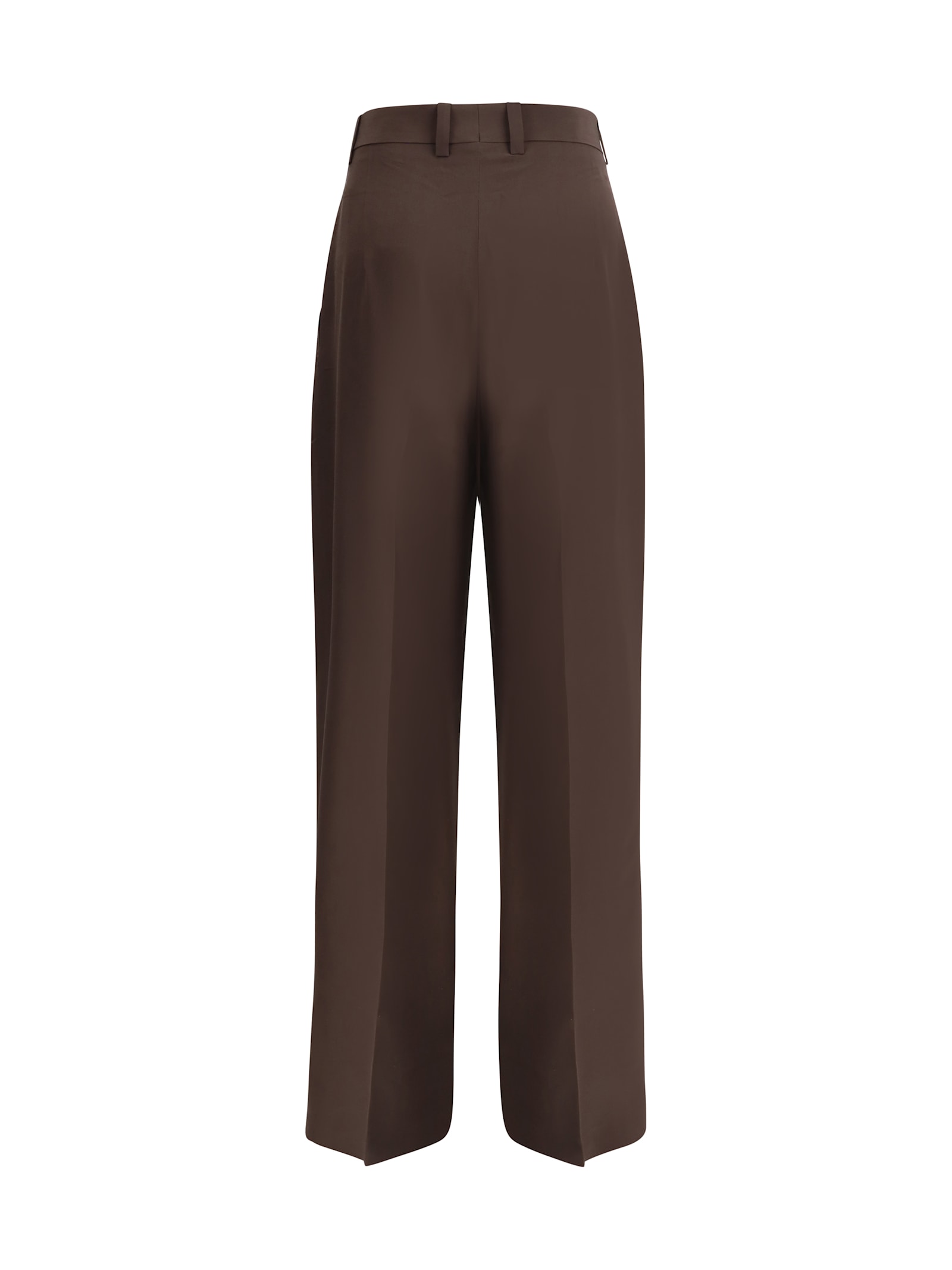 Petar Petrov Flowing High Waist Silk Trousers In Dark Brown
