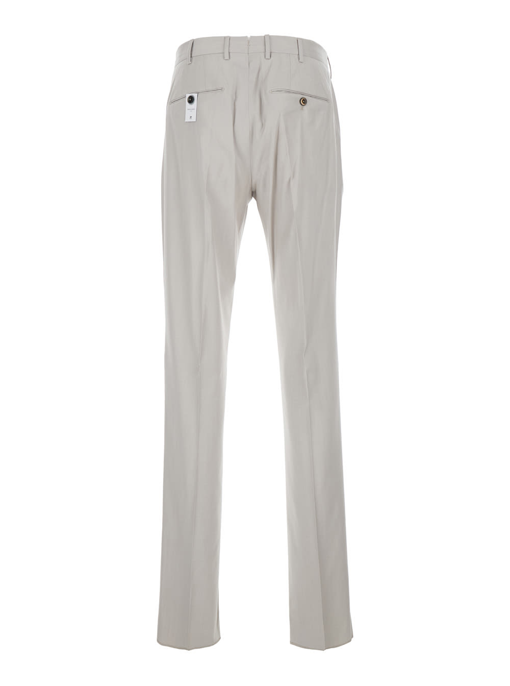 Shop Pt Torino Grey Pants With High Waist And Pences On The Front In Wool Blend Stretch Man