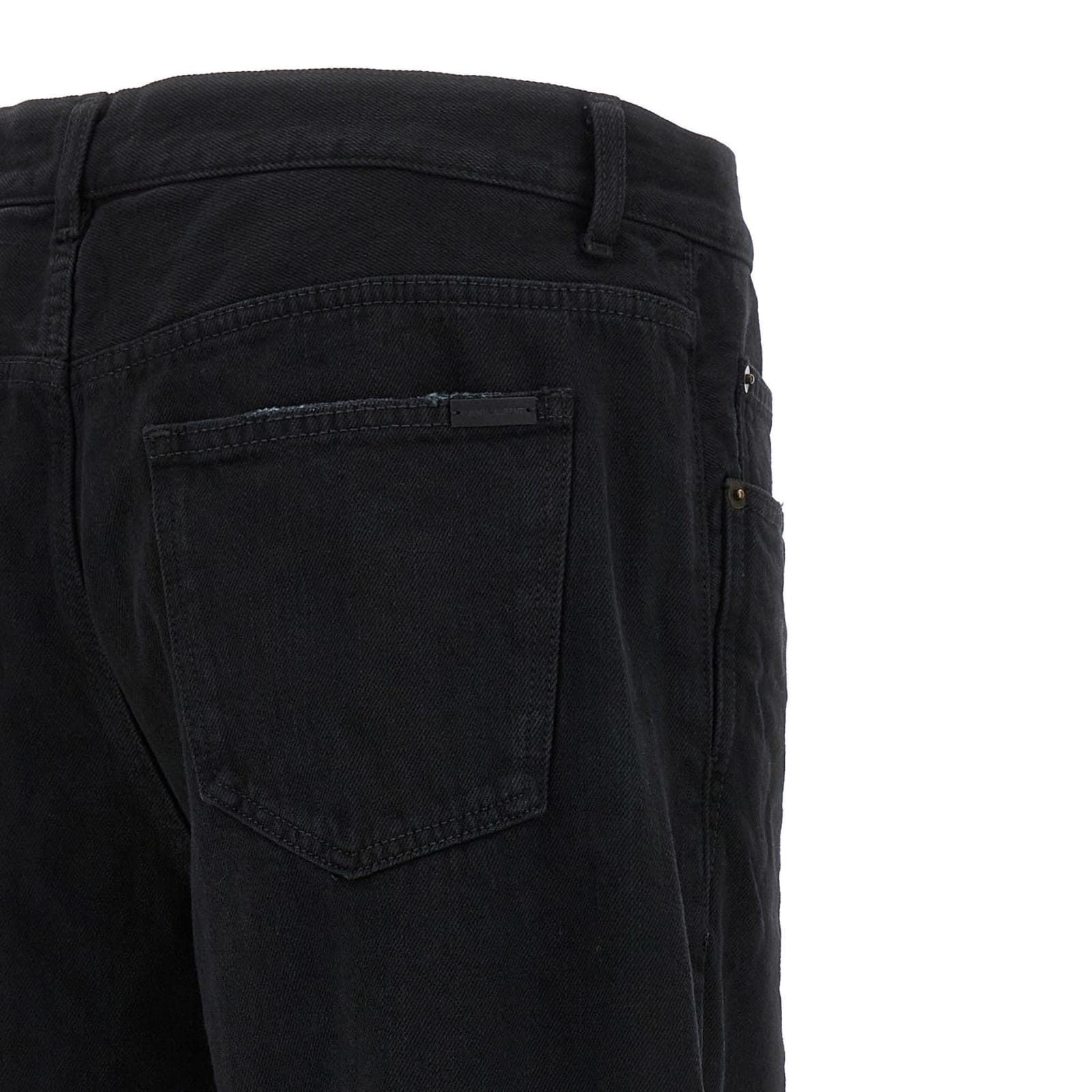 Shop Saint Laurent Long Baggy Denim Jeans In Black