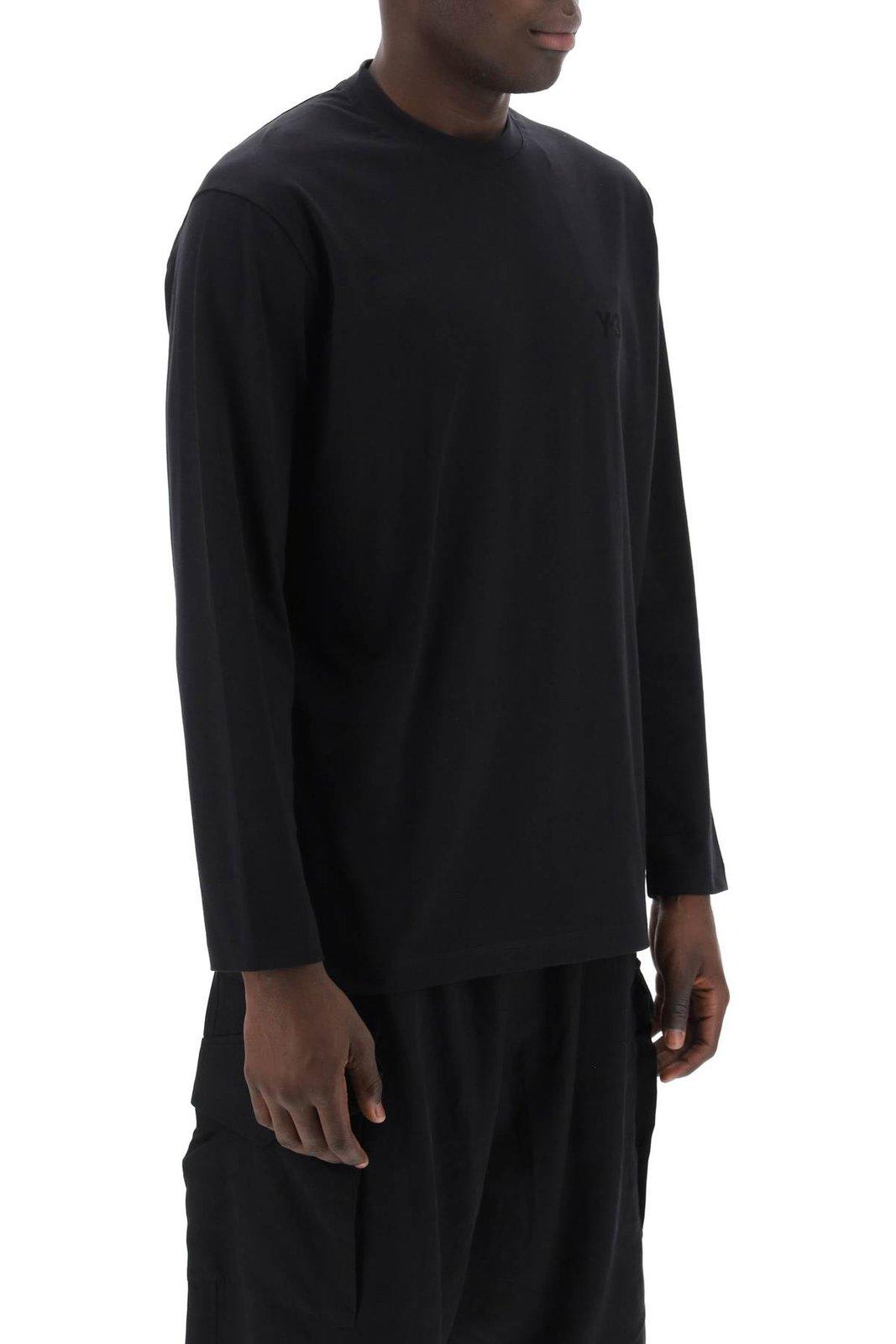 Shop Y-3 Logo Print Long-sleeved T-shirt T-shirt In Black