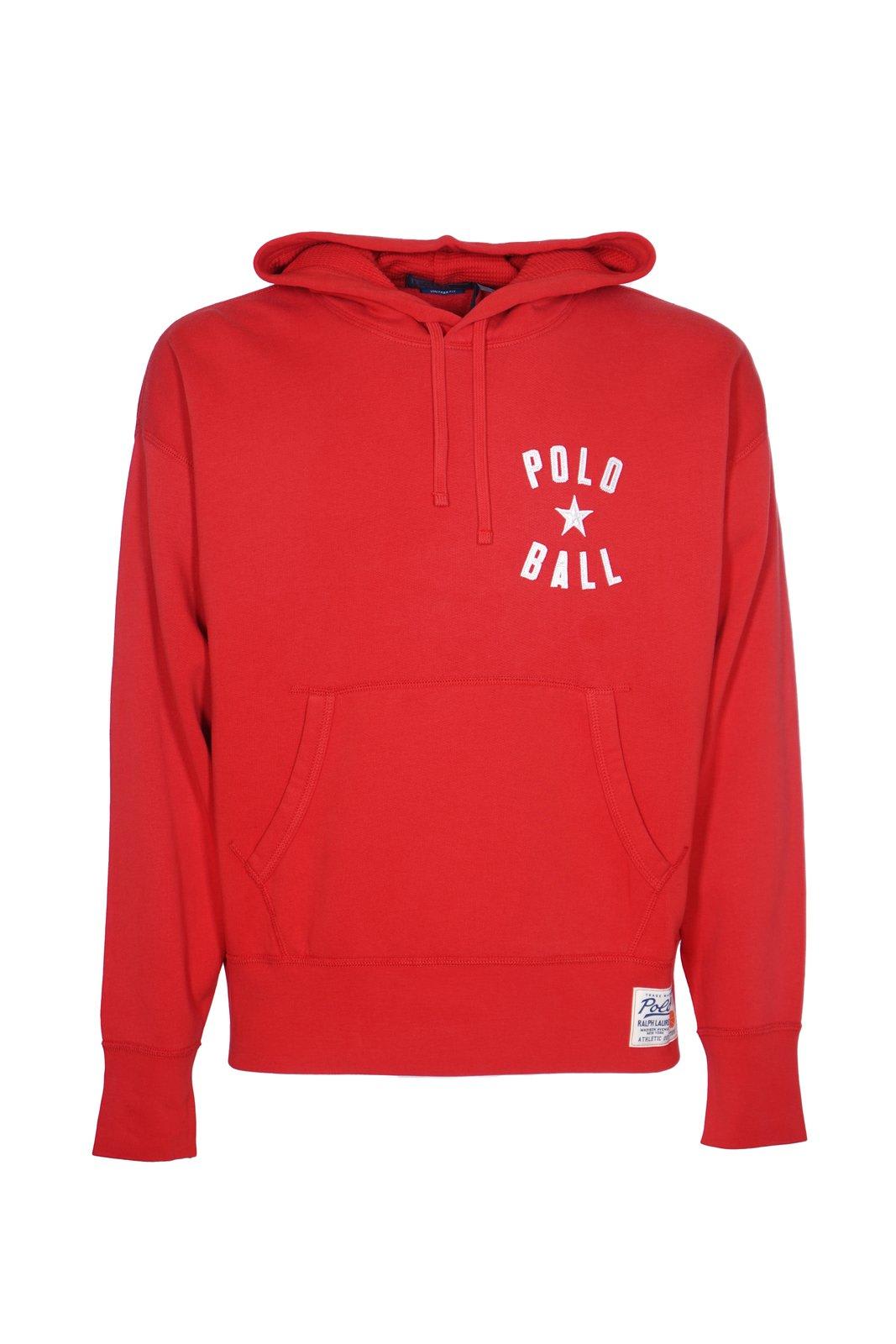 Shop Polo Ralph Lauren Long-sleeved Drawstring Hoodie In Rl 2000 Red