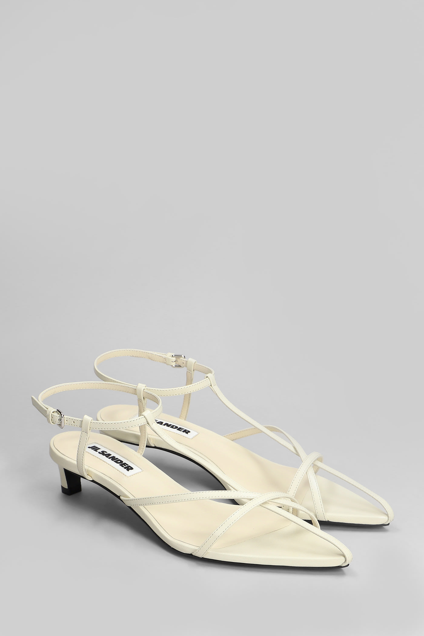 Jil Sander 45 Leather Sandals In Beige