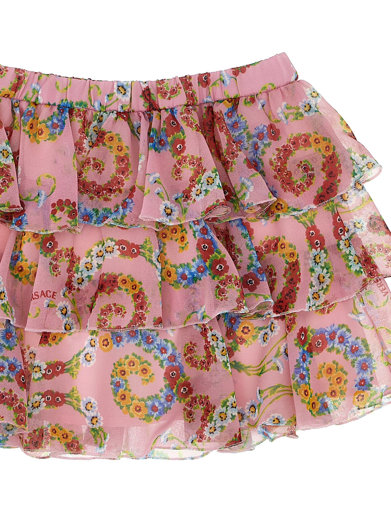 Versace Geo Poly Barocco Flower Skirt In Multicolor
