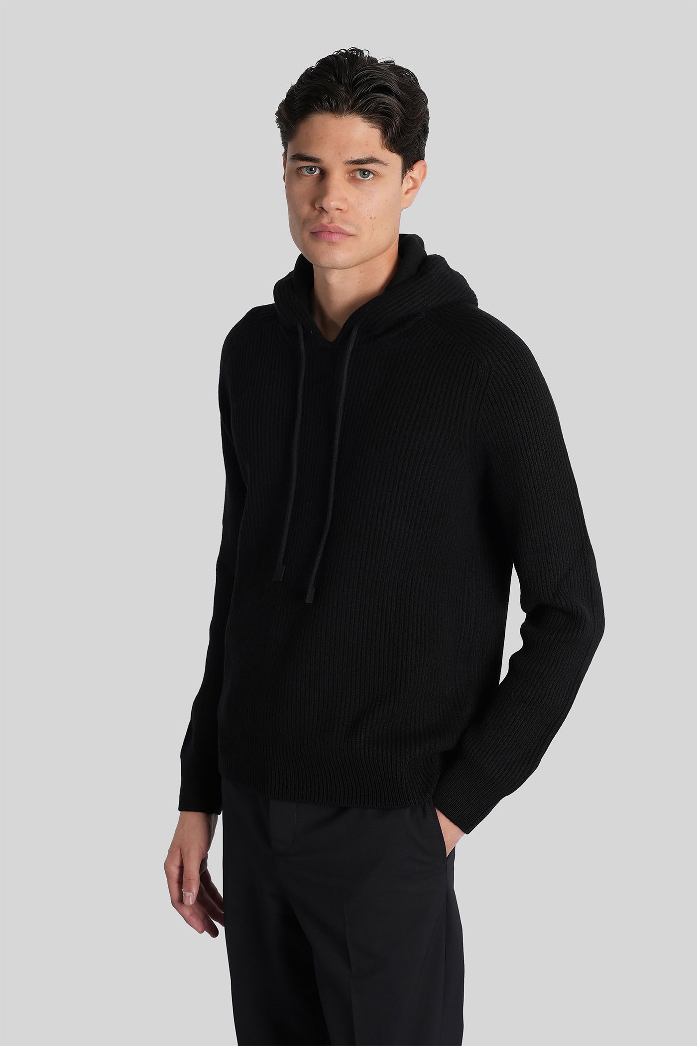 Tagliatore Hunter Sweatshirt In Black Wool In Black