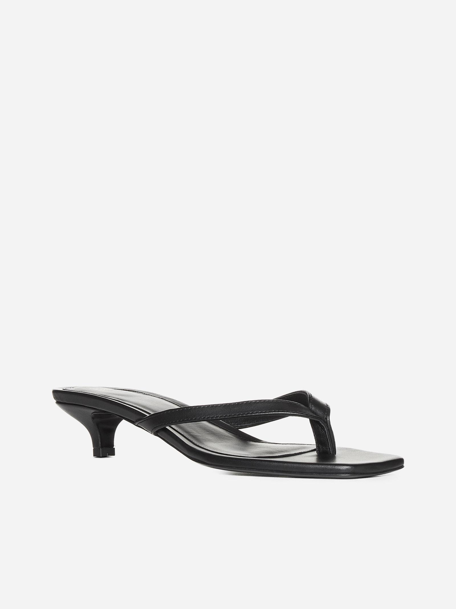 Totême Toteme Leather Heeled Flip Flops In Multi