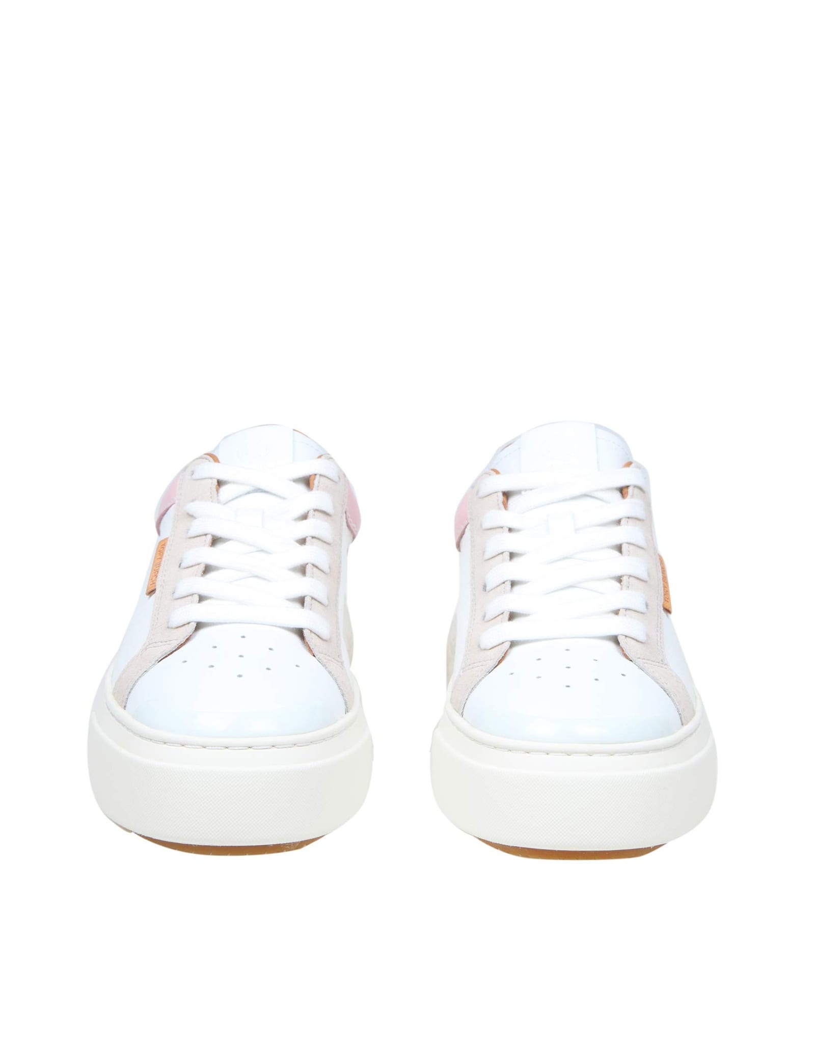 Shop Tory Burch Ladybug Sneakers In White And Pink Leather In White/rose