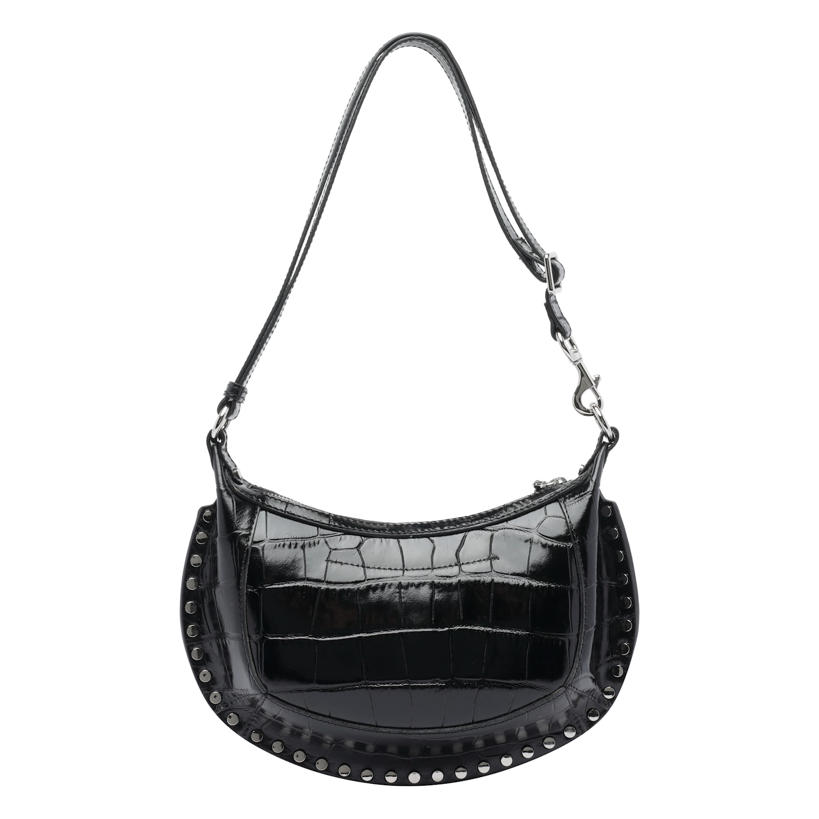 Isabel Marant Crocodile-embossed Studded Shoulder Bag In Black