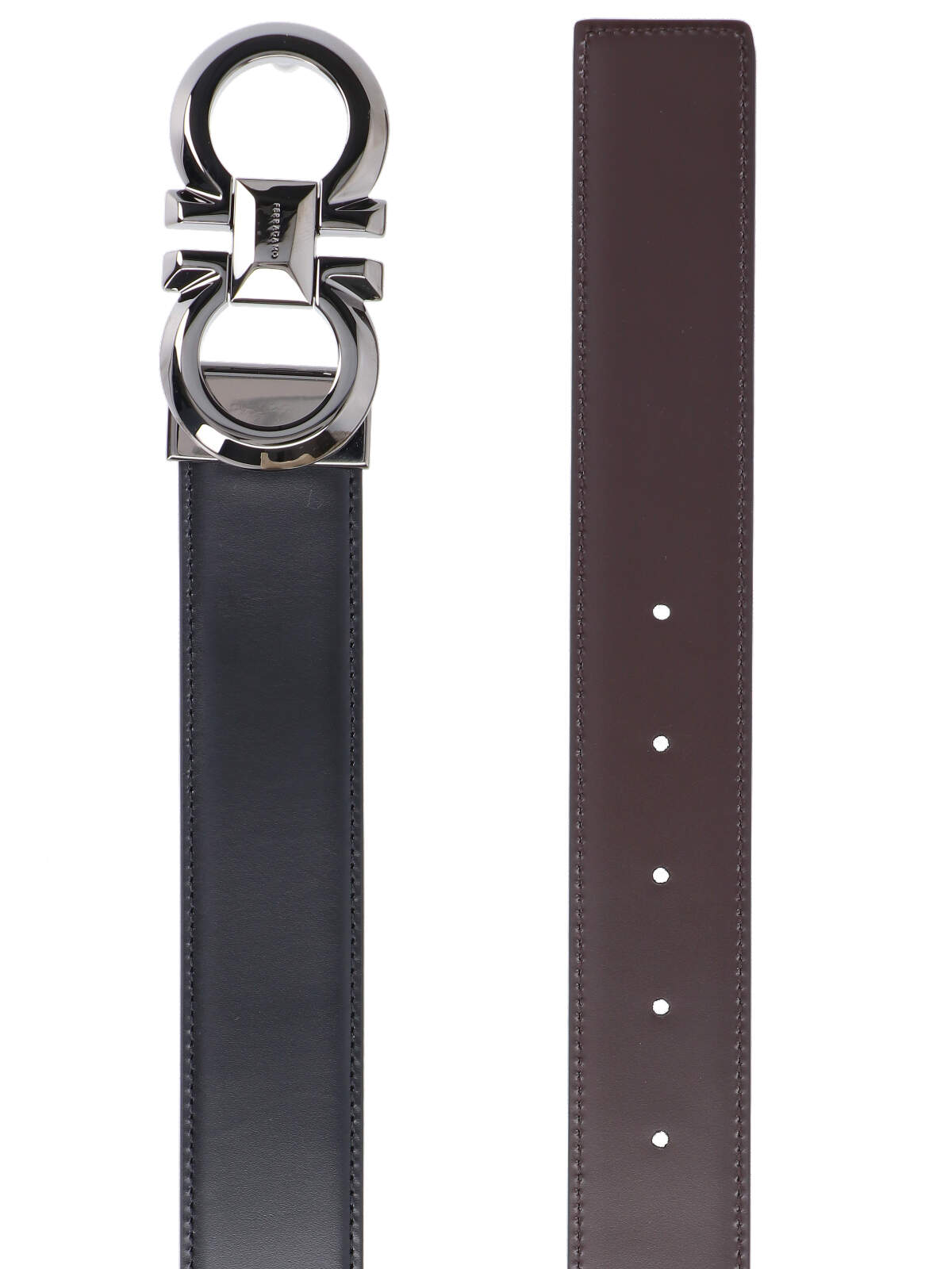 Shop Ferragamo Gancini Reversible Belt In Black