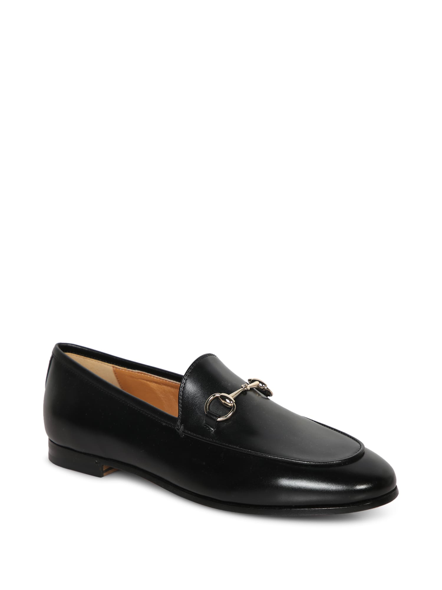 Shop Gucci Jordan Leather Loafers In Black