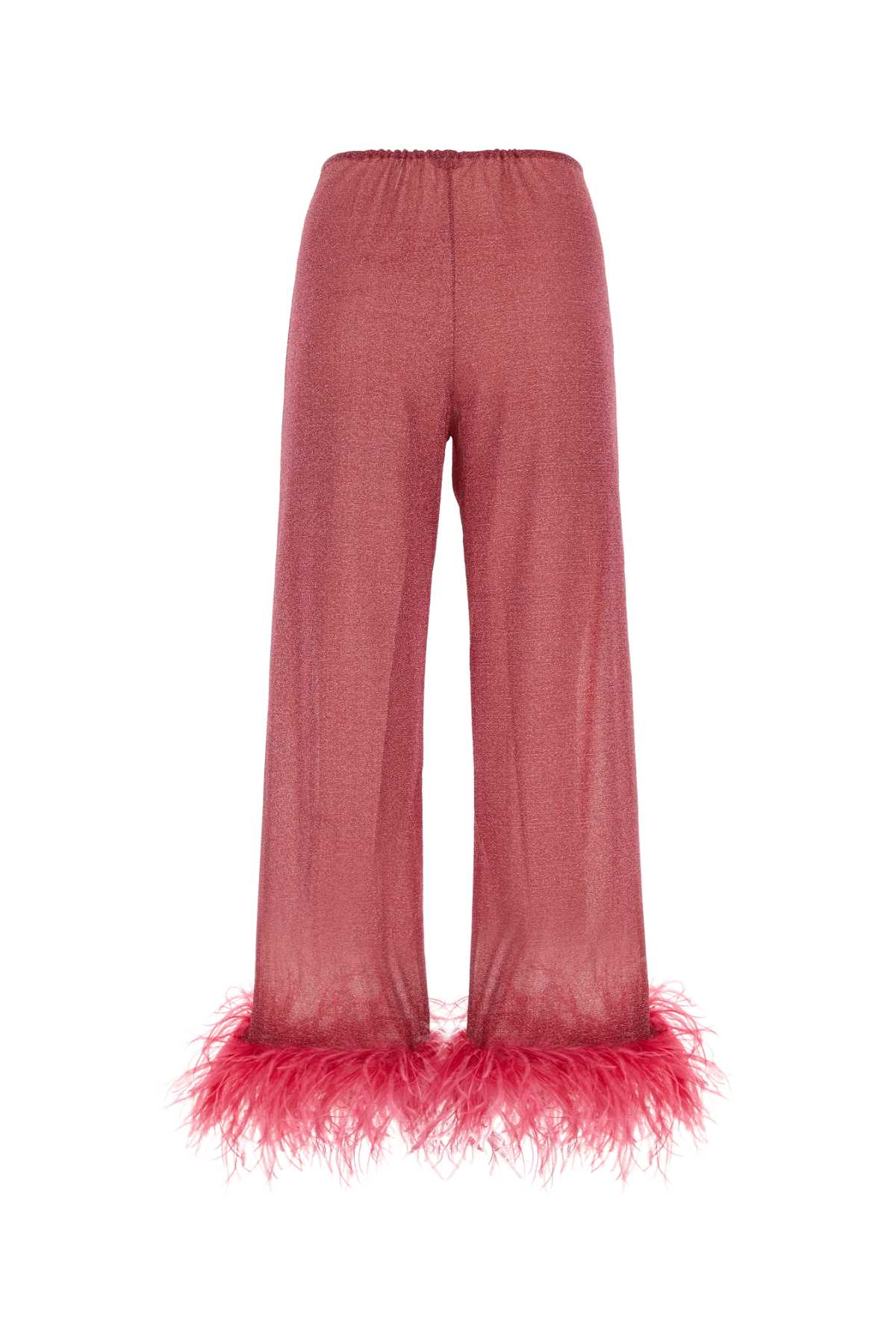 Shop Oseree Dark Pink Nylon Blend See-through Pant In Raspberry