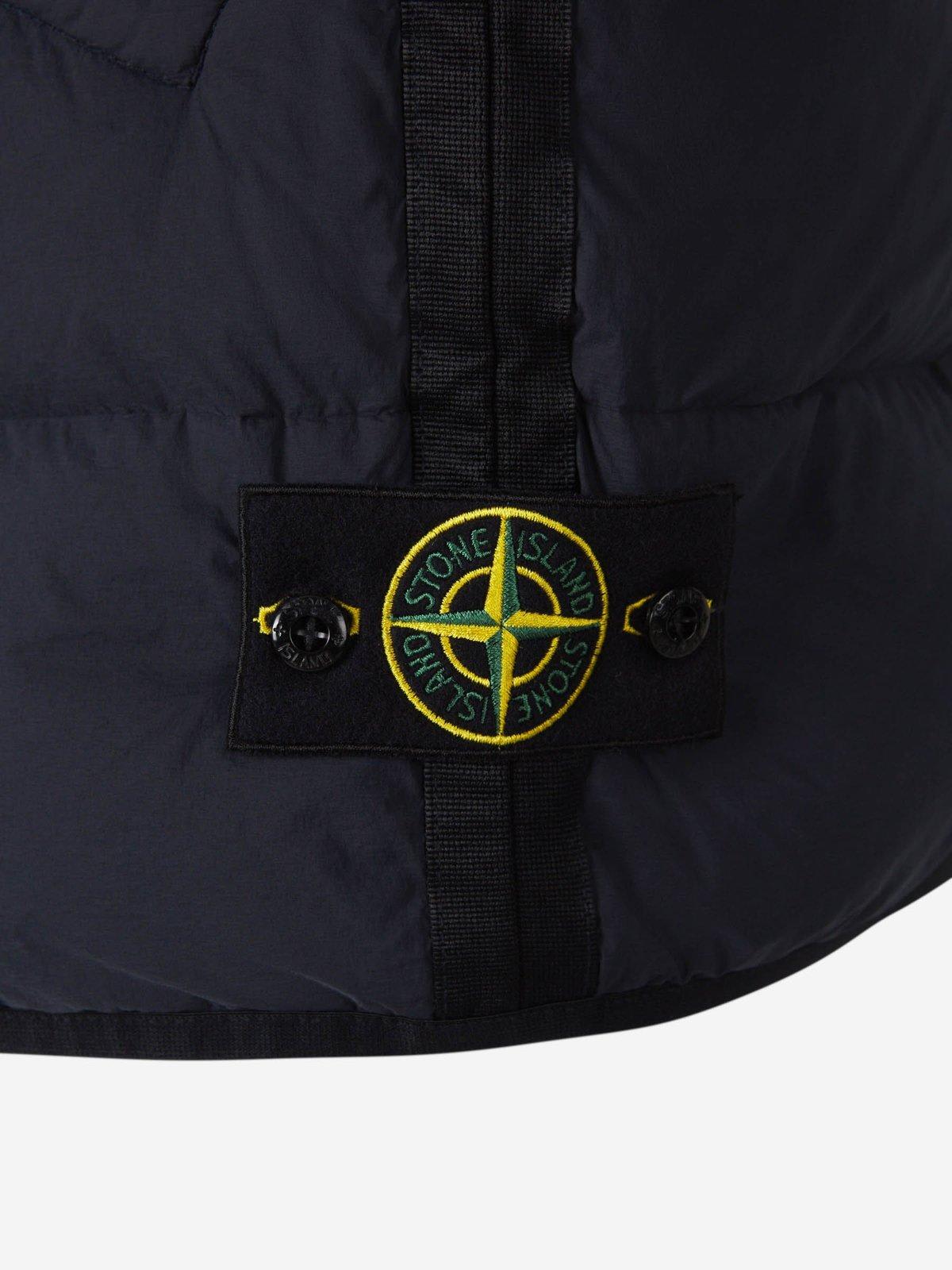 Shop Stone Island High Neck Zipped Down Gilet In Blue