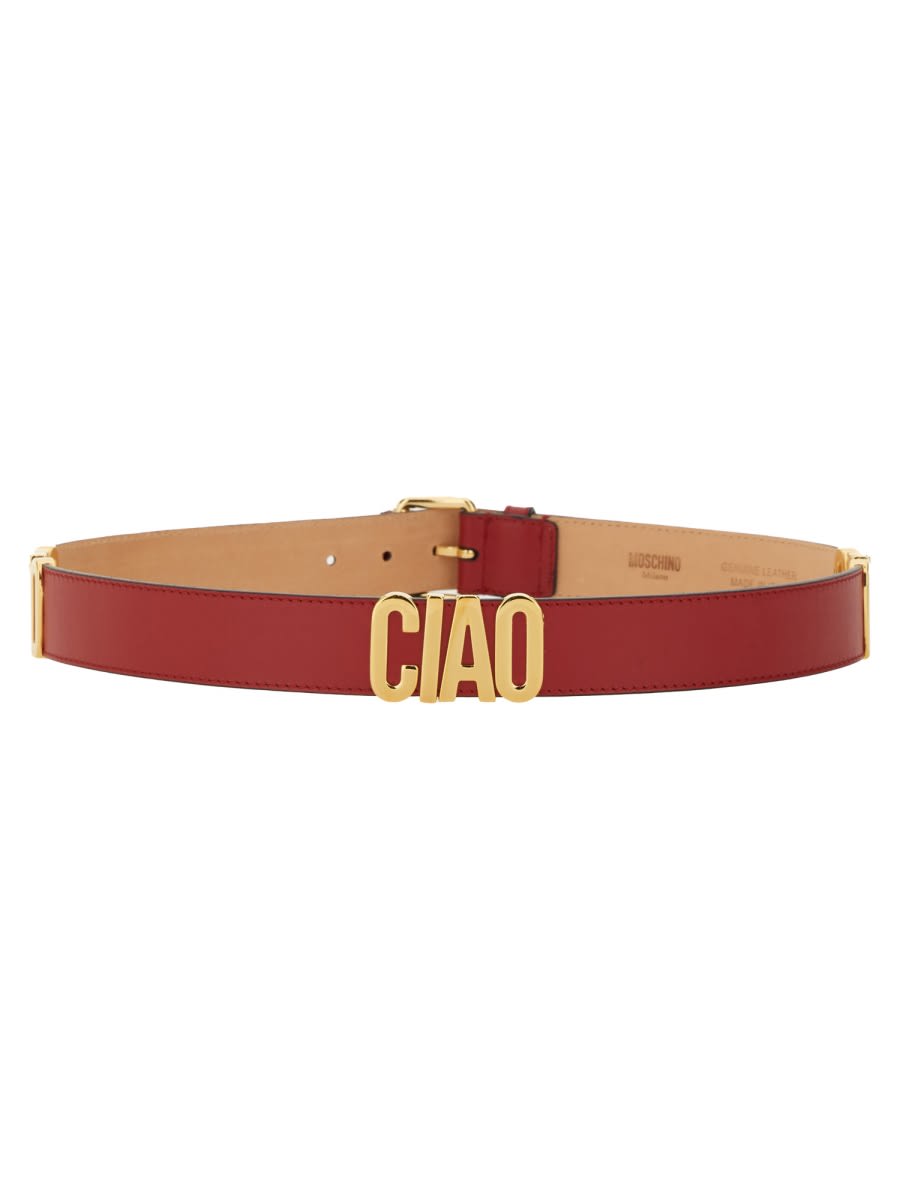 Moschino Adjustable Gold-tone Buckle Belt In Red