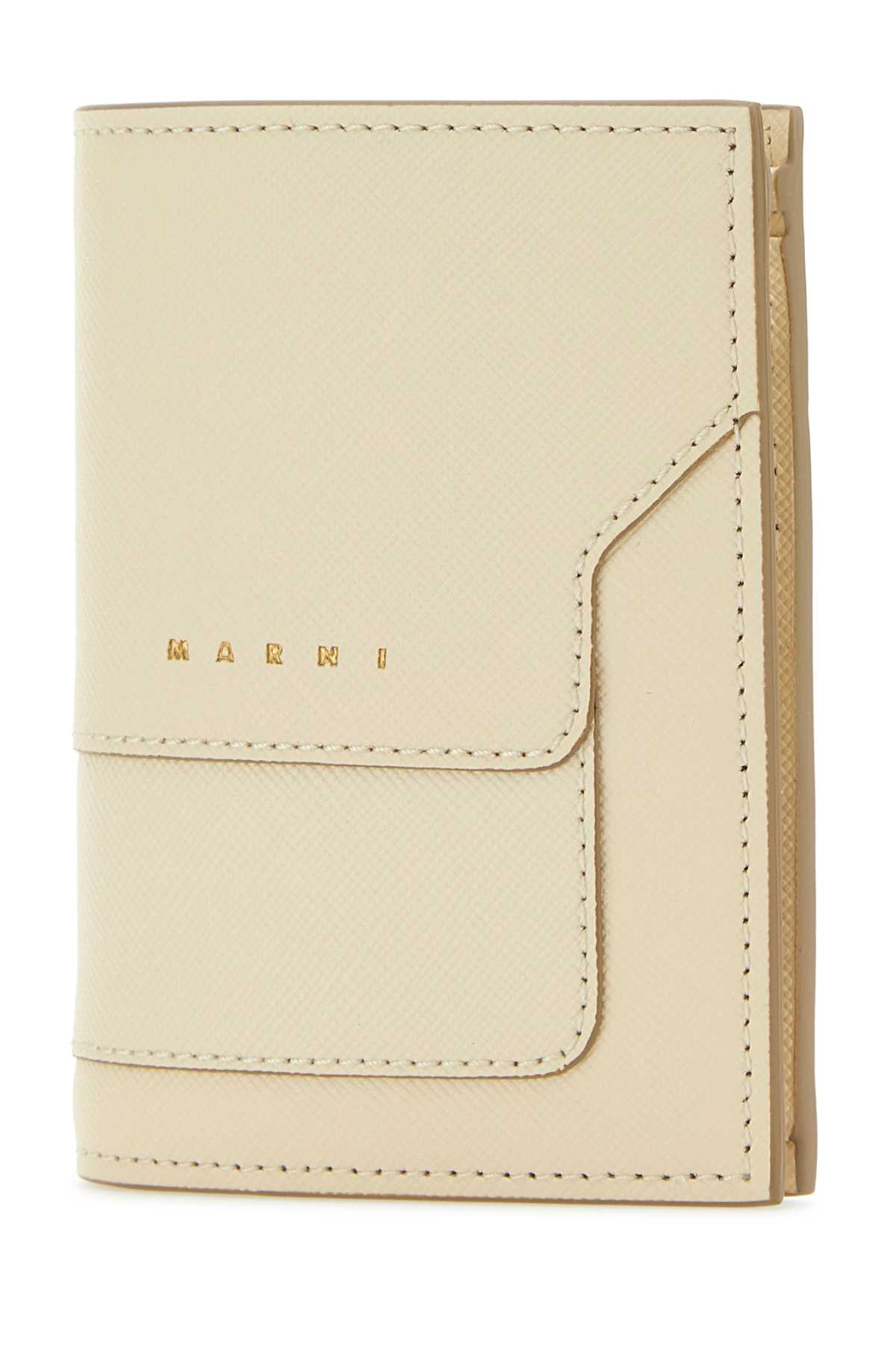 Marni Ivory Leather Wallet In Z601w