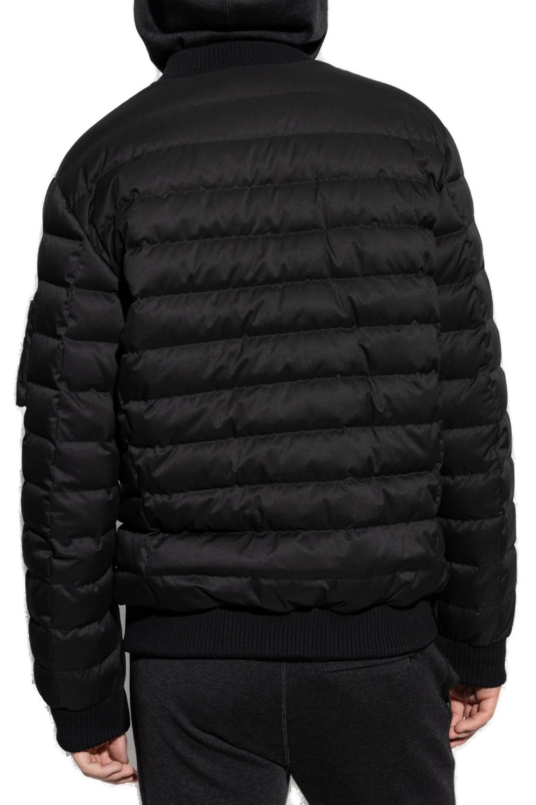 Shop Dolce & Gabbana Logo Patch Quilted Bomber Jacket In Black