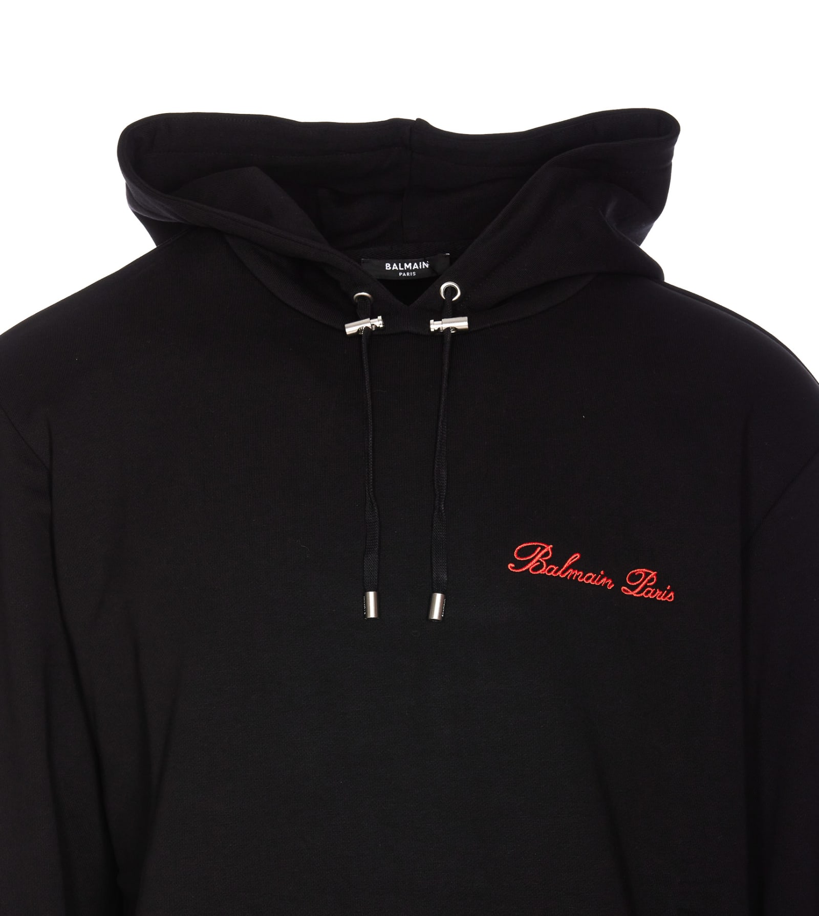 Shop Balmain Logo Hoodie In Black