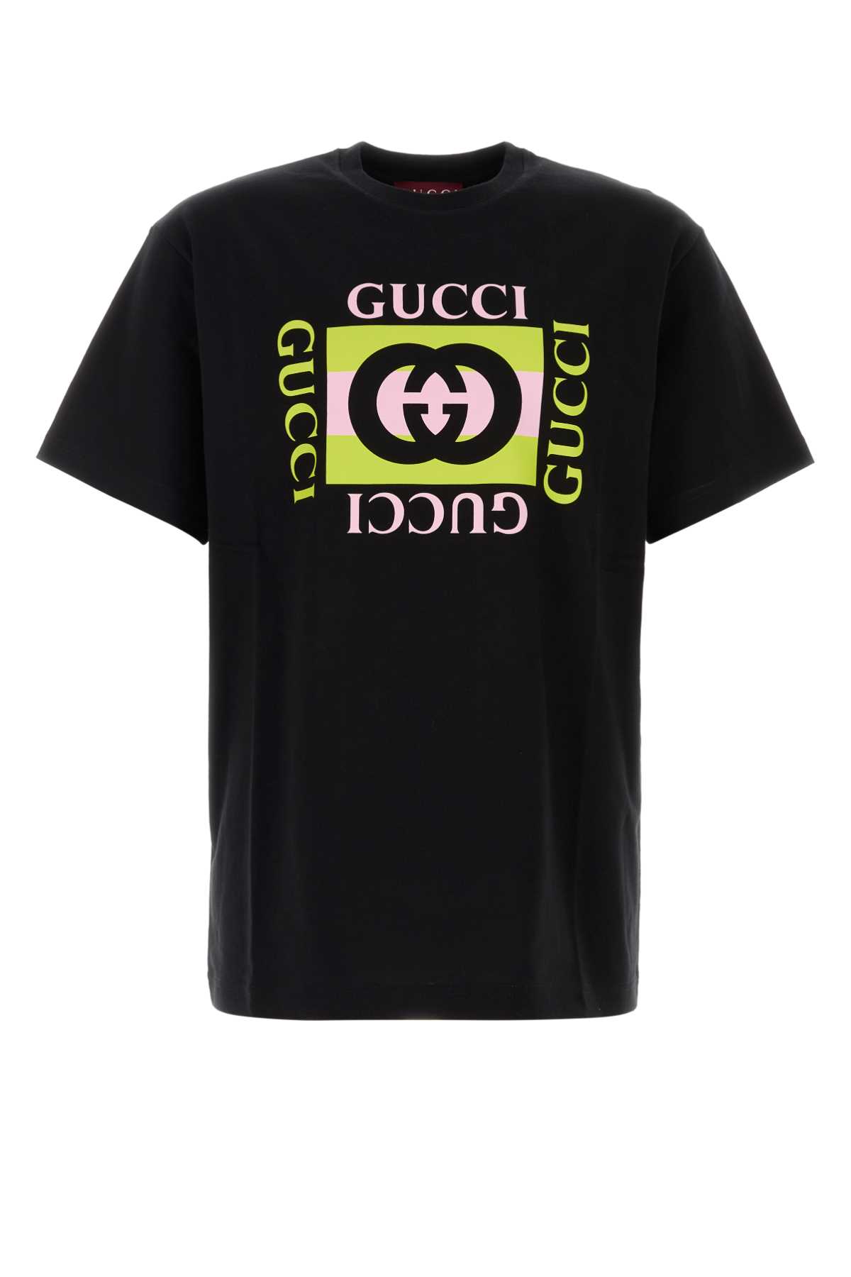Gucci Men Short Sleeve Cotton Jersey T-shirt In Black