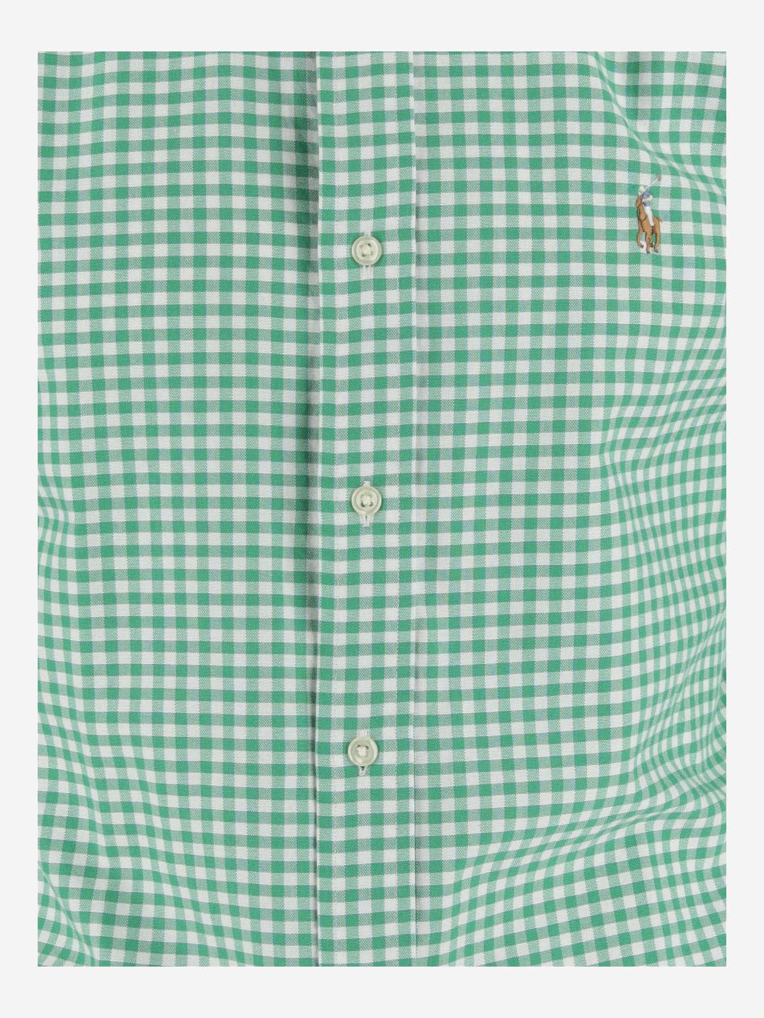 Shop Ralph Lauren Cotton Shirt With Logo In 4338h Summer Emerald/white