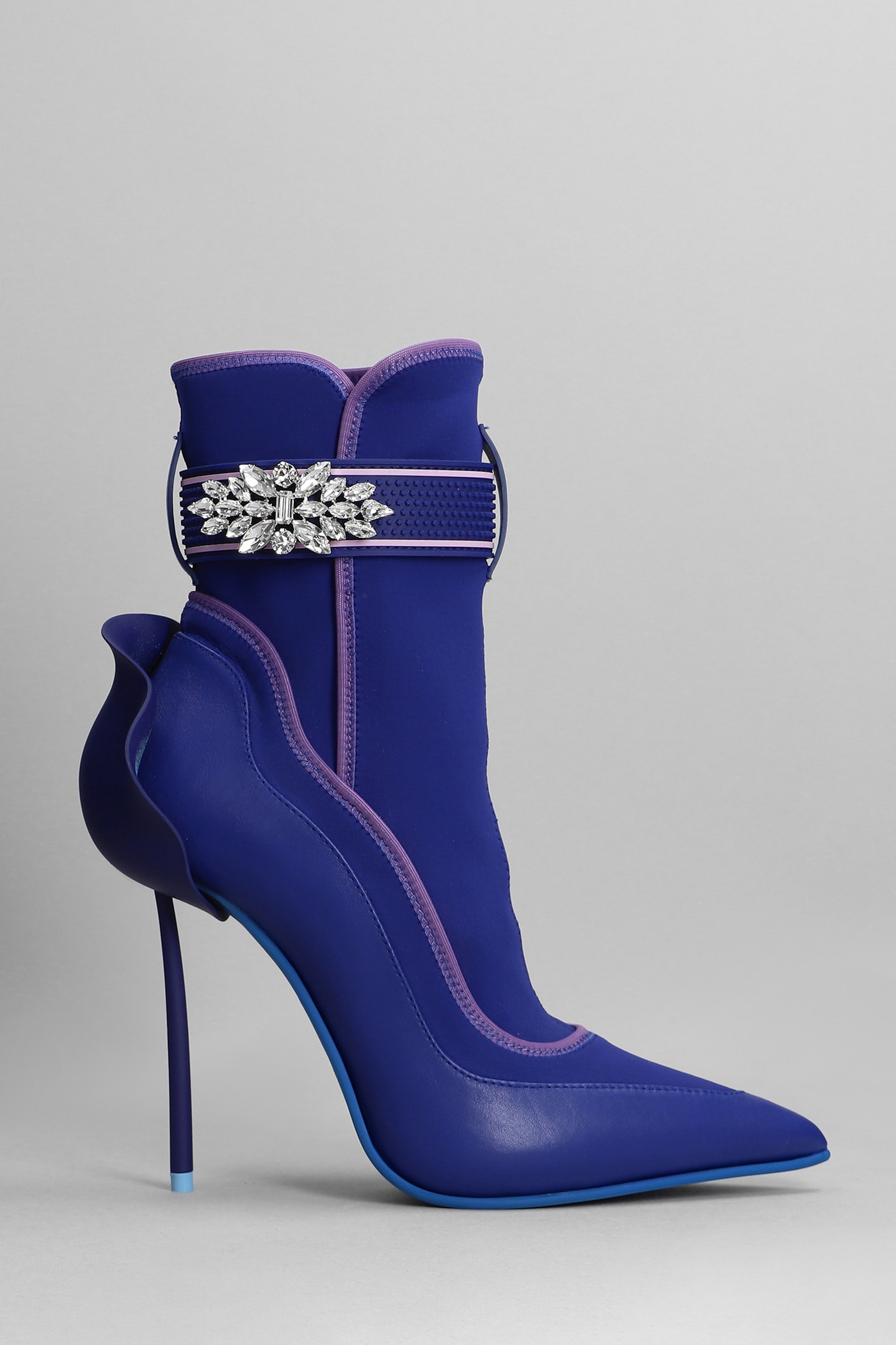Le Silla High Heels Ankle Boots In Blue Leather