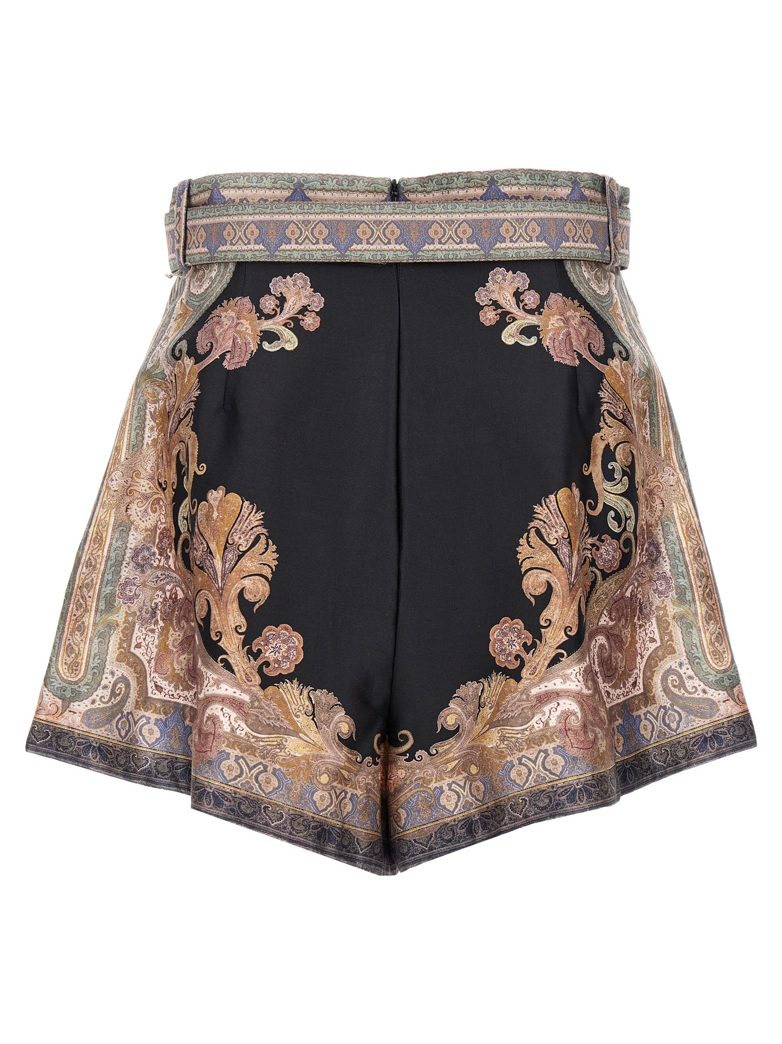 Shop Zimmermann Illustration Tuck Shorts In Multicolor