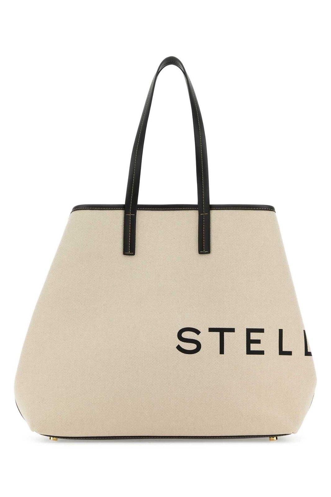 Shop Stella Mccartney Logo-printed Tote Bag In Beige