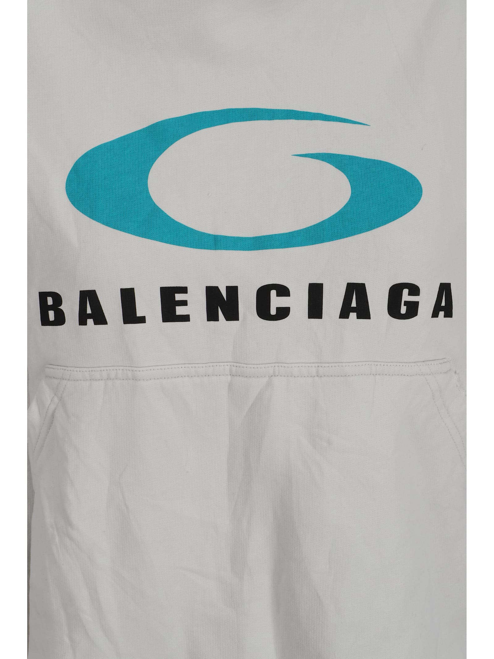 Shop Balenciaga Hoodie In Dirty White/blue