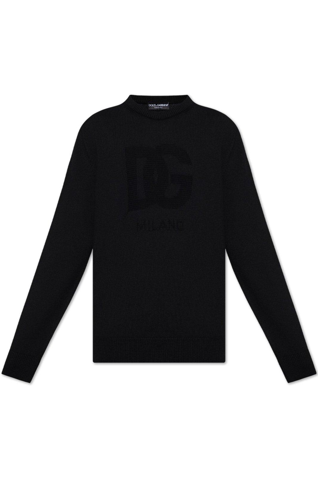 Shop Dolce & Gabbana Dg Logo Detailed Crewneck Jumper In Black