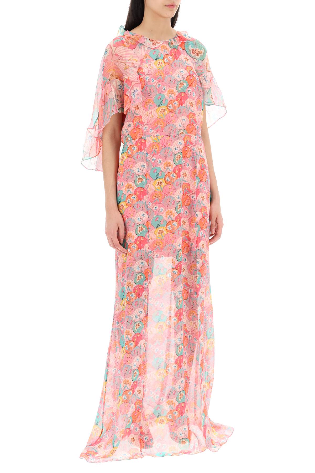 Shop Saloni Maxi Natalia Silk Georgette In Atlantis Fuchsia Big