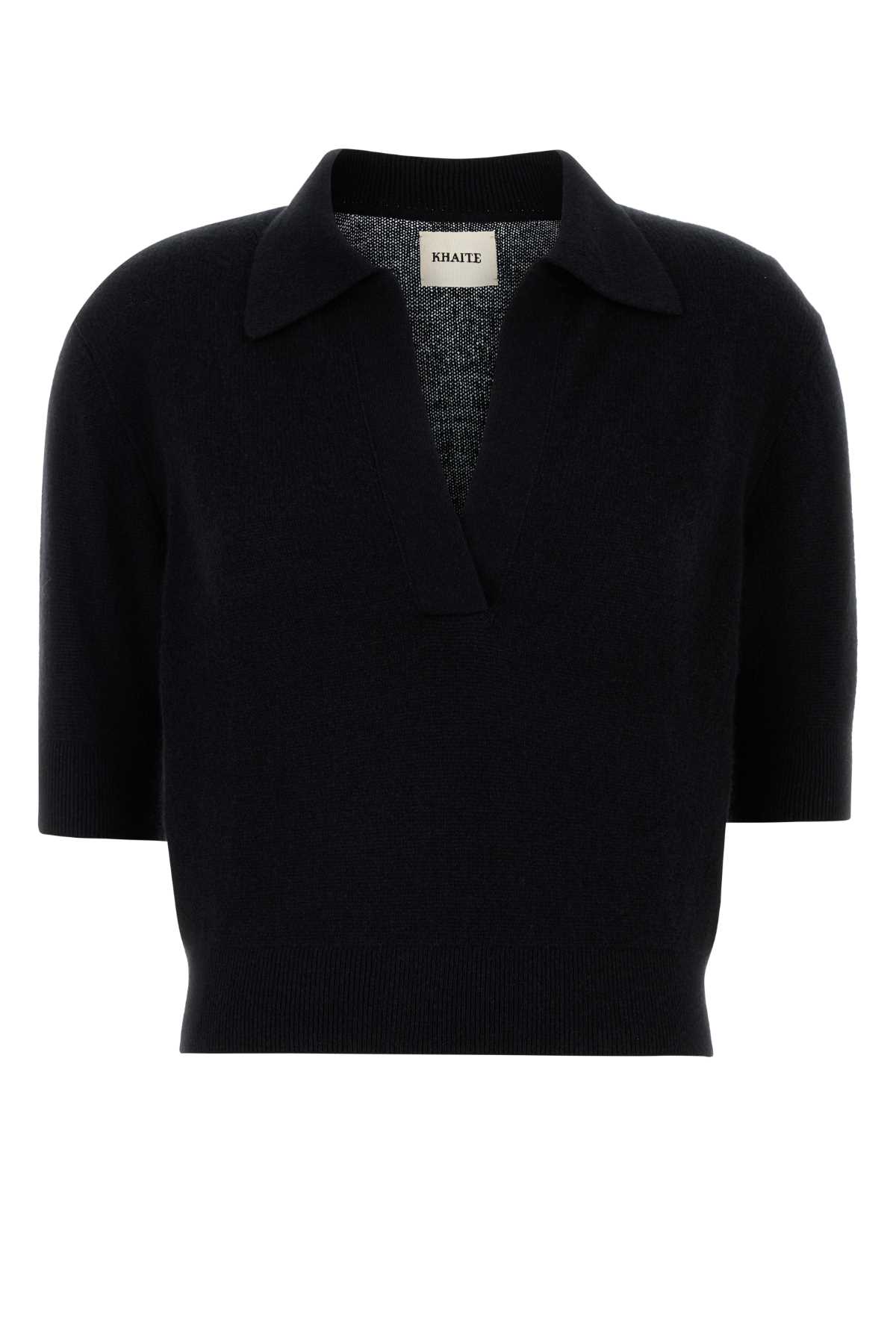 Midnight Blue Stretch Cashmere Polo Shirt