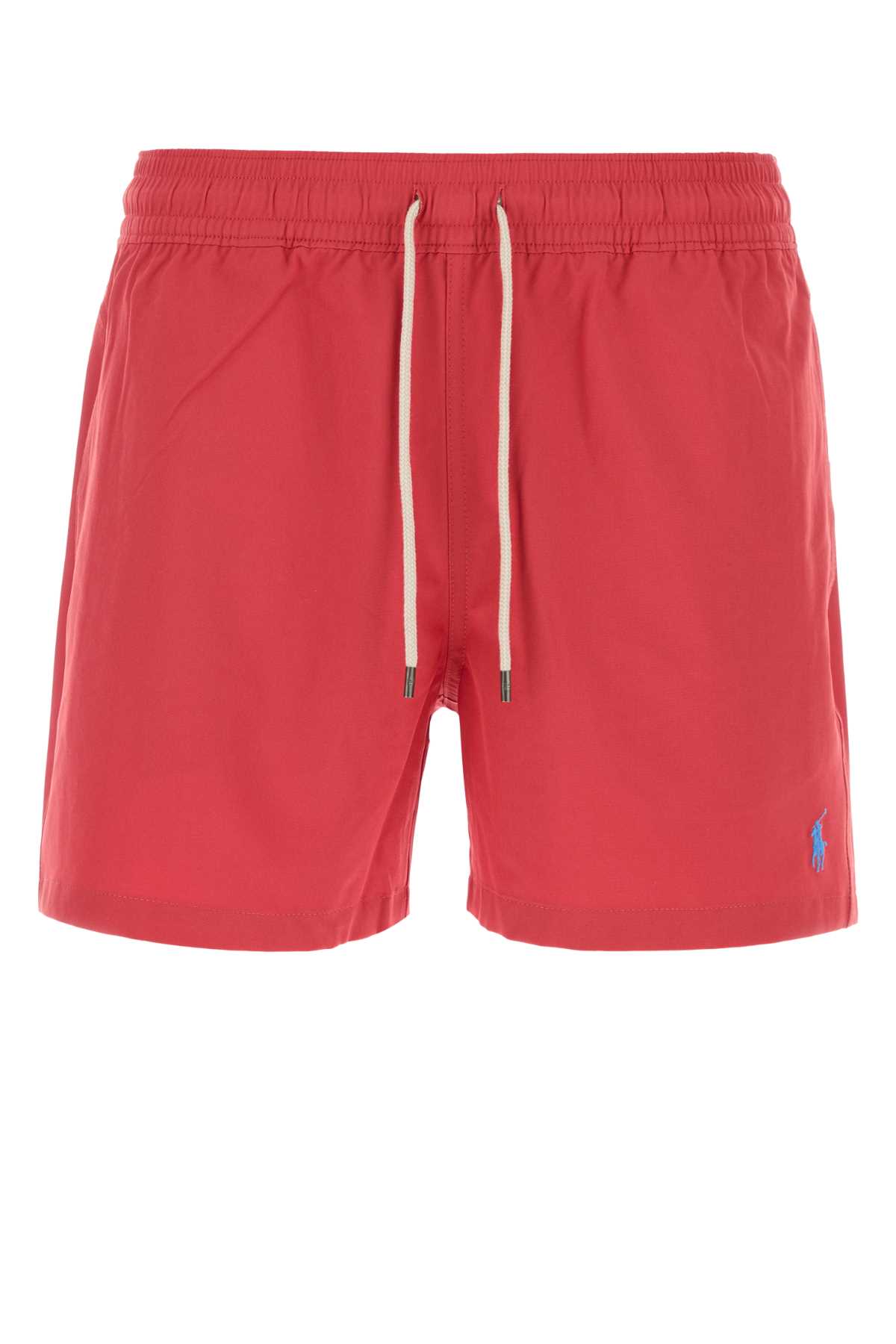 Red Stretch Polyester Swimming Shorts