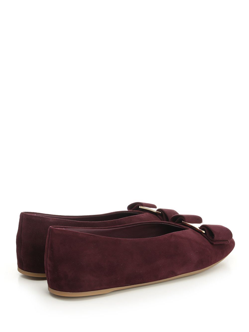 Ferragamo Vanna Vara-bow Suede Ballet Flats In Burgundy