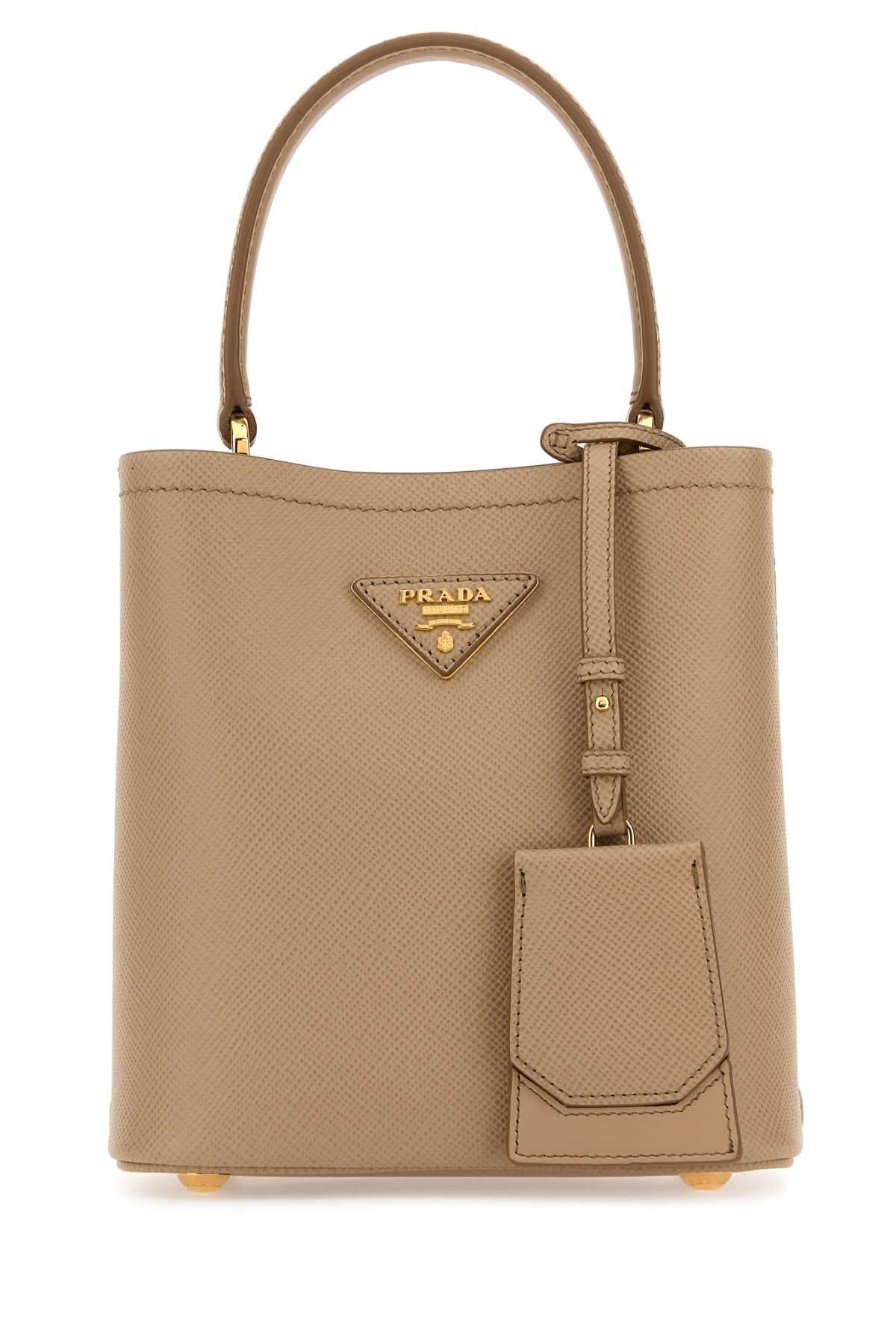 Shop Prada Sand Leather Small Panier Handbag In Sabbia