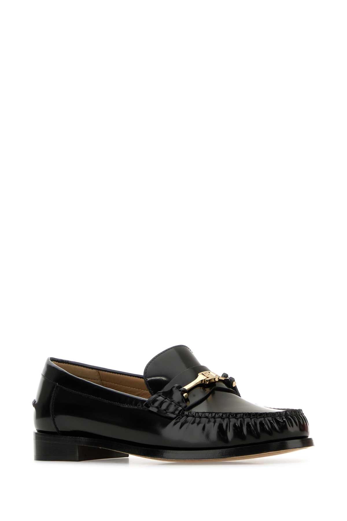 Ferragamo Leather Loafer With Iconic Gancini Detail In Black
