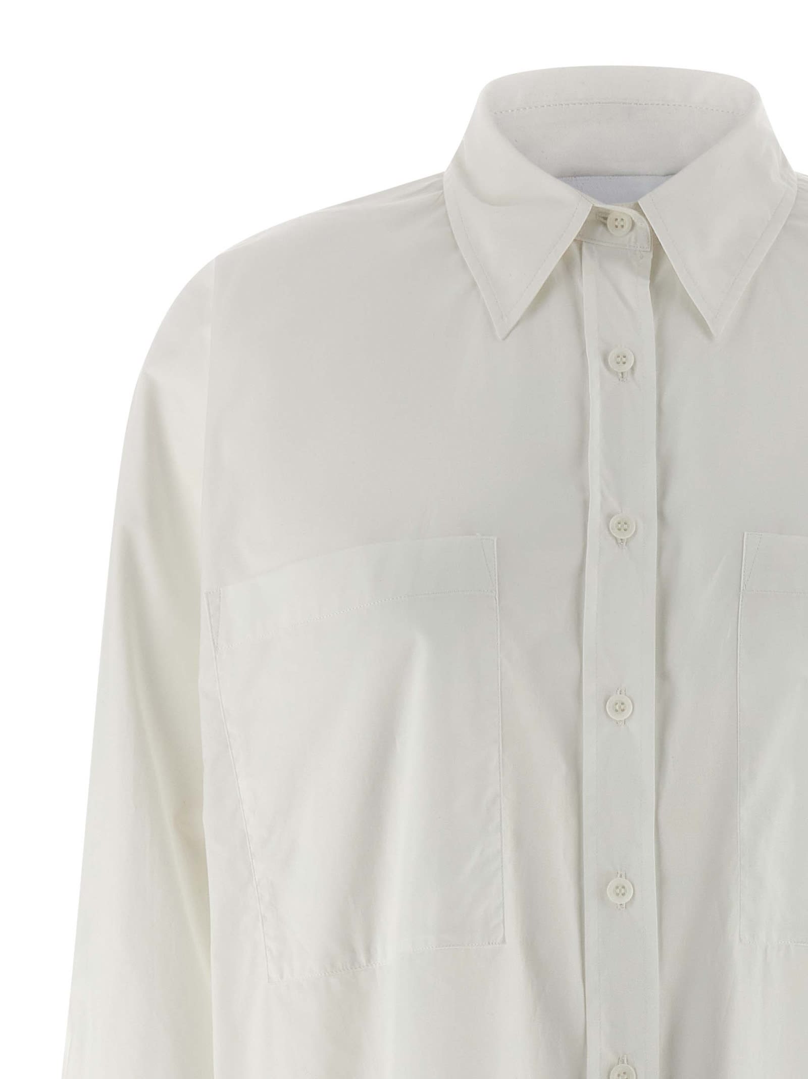 Nude Bat-sleeve Pocket Shirt In White