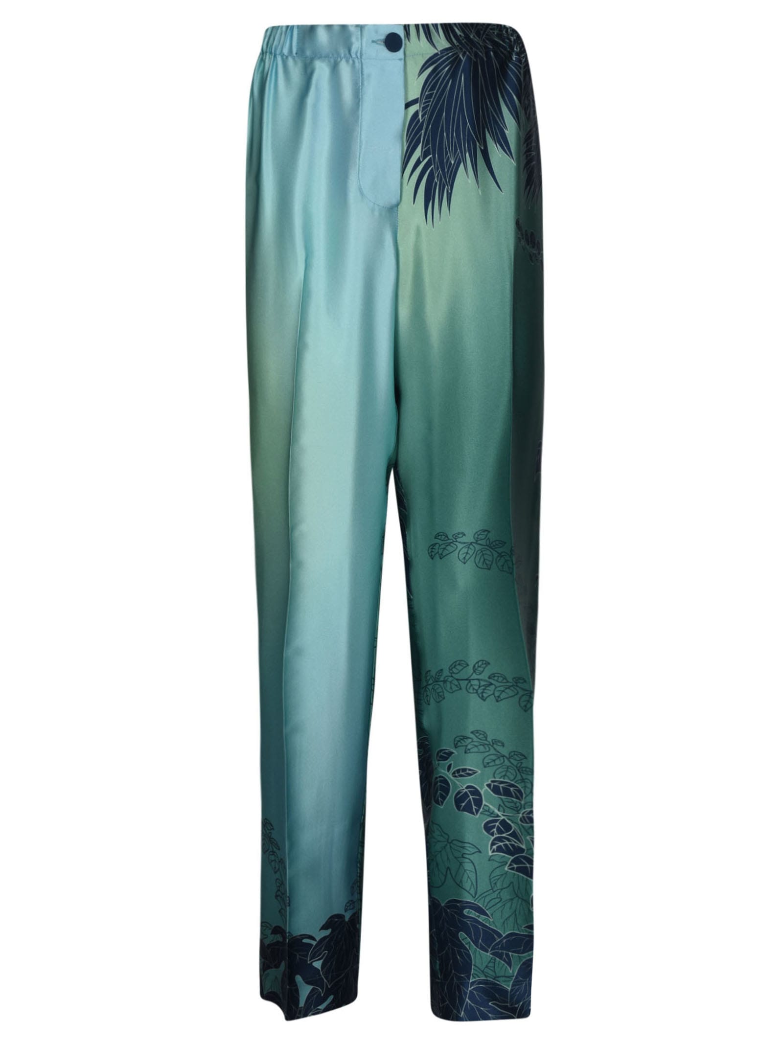 For Restless Sleepers Palm Tree Print Elastic Waist Trousers