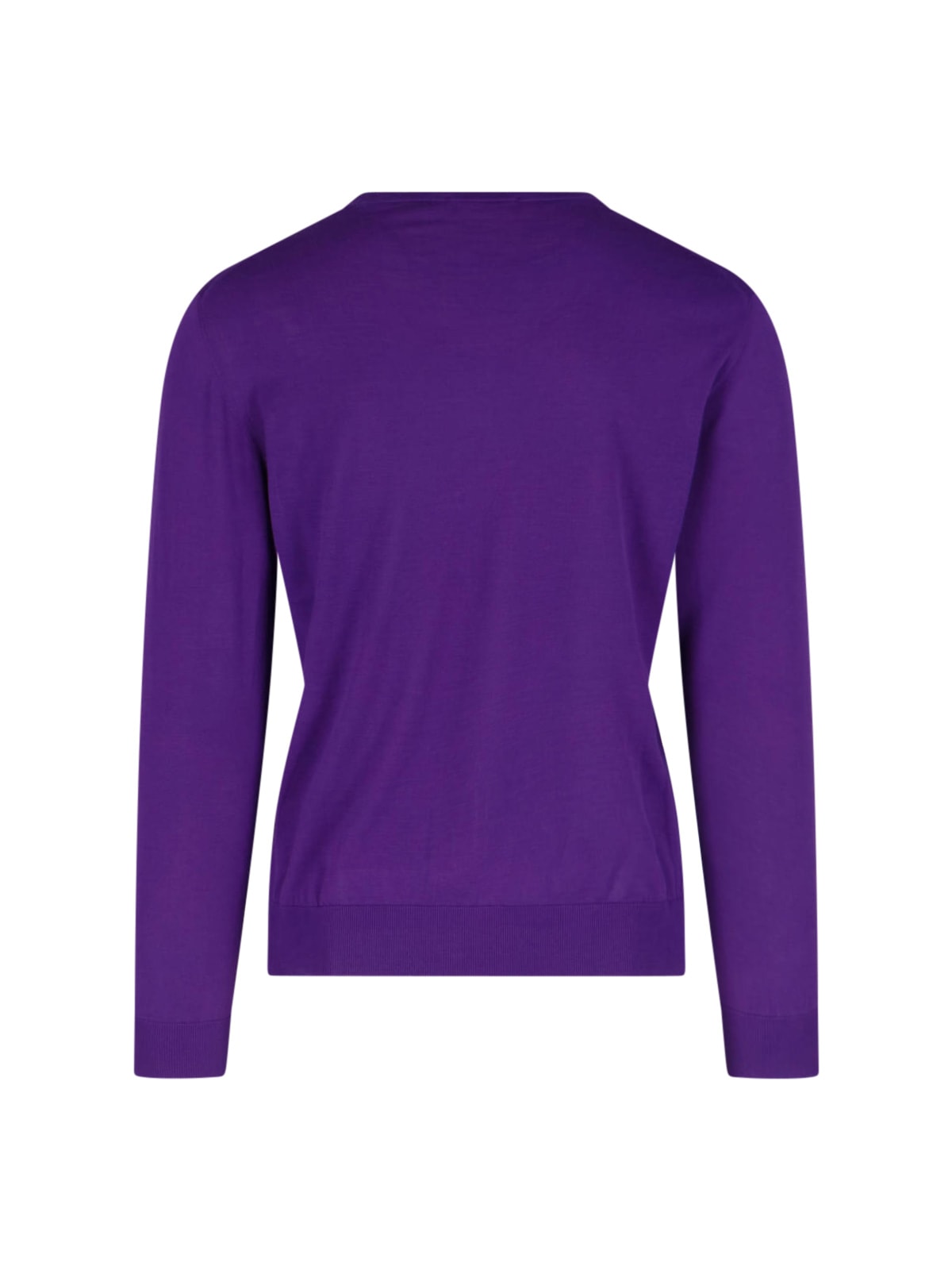 Drumohr Ribbed V-neck Sweater With Long Sleeves In Purple