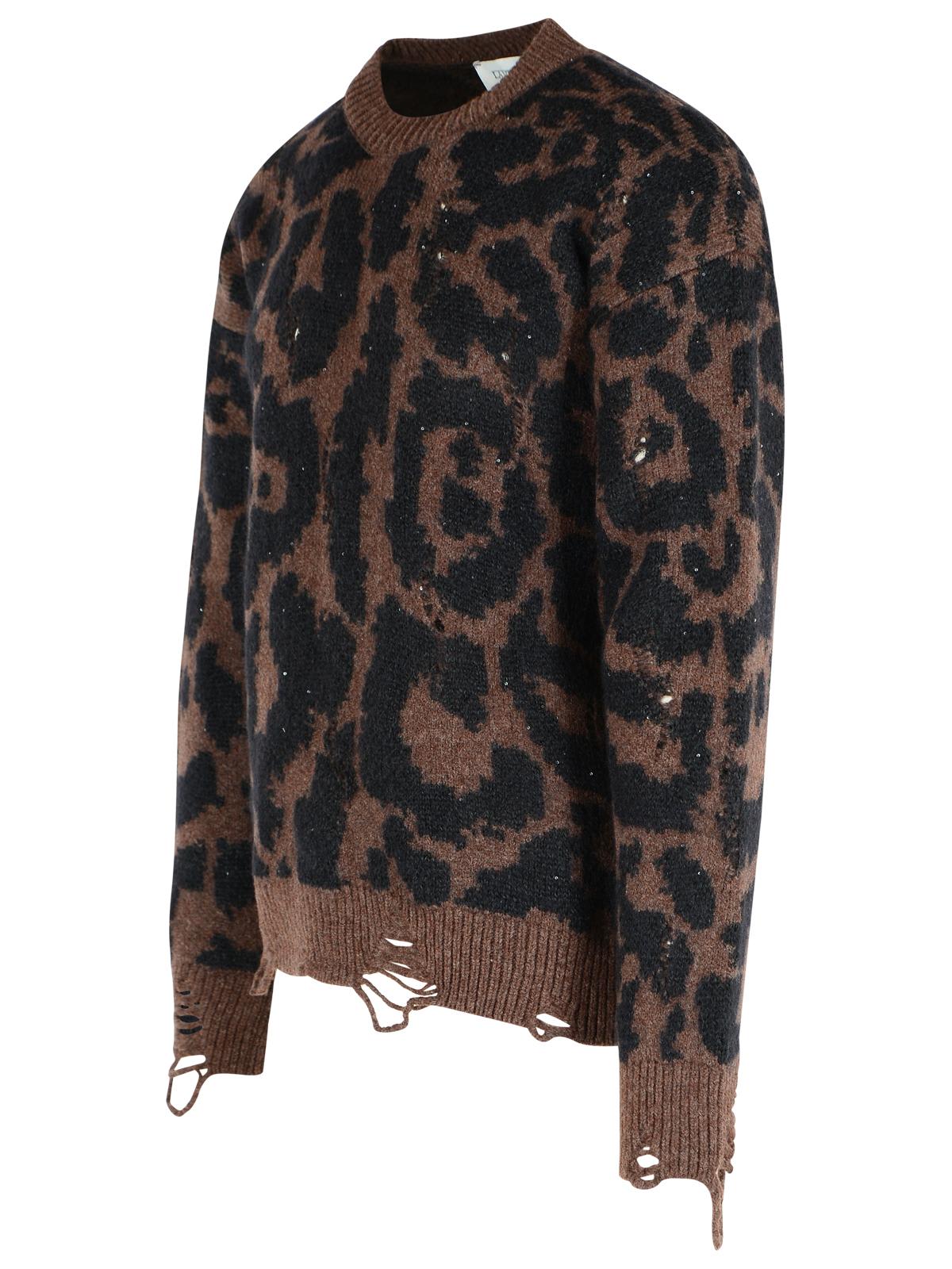 Laneus Two-tone Merino Wool Blend Sweater In Brown