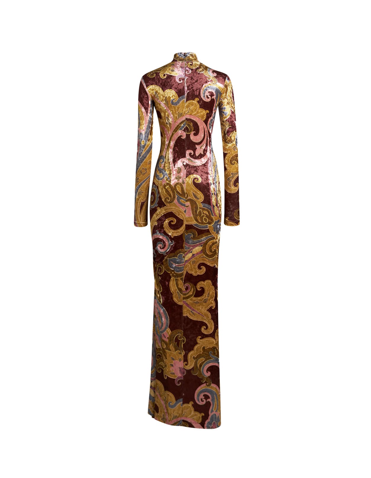 Shop Etro Burgundy Printed Chenille Long Dress In Red