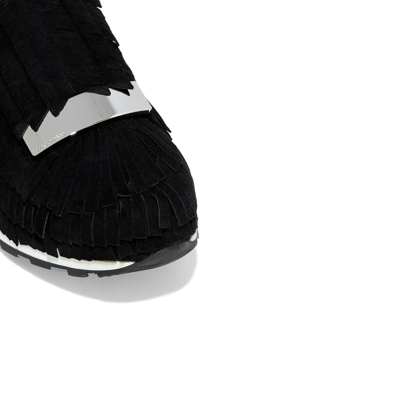 Sergio Rossi Luxury Sr1 Running Sneakers With Textured Fringe In Black