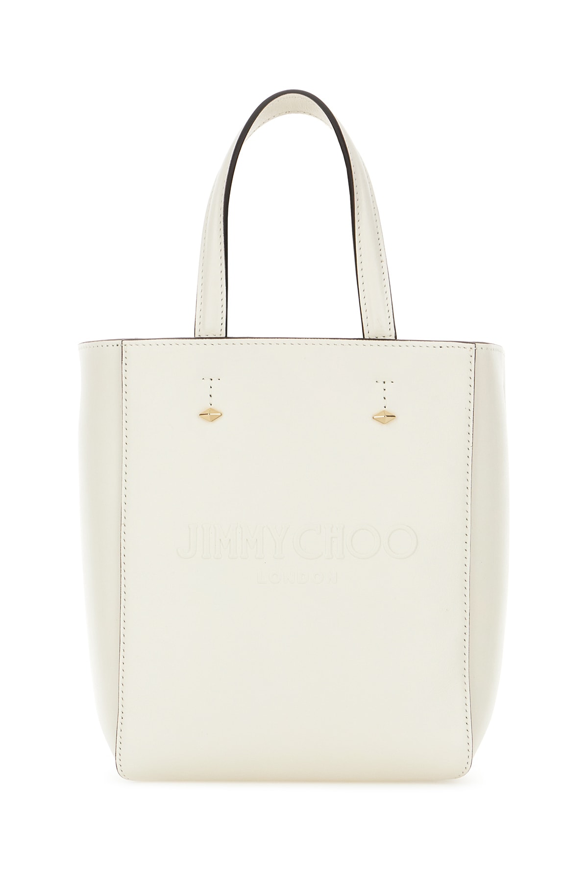 Jimmy Choo Small Lenny Logo Embossed Tote Bag In Lattegold