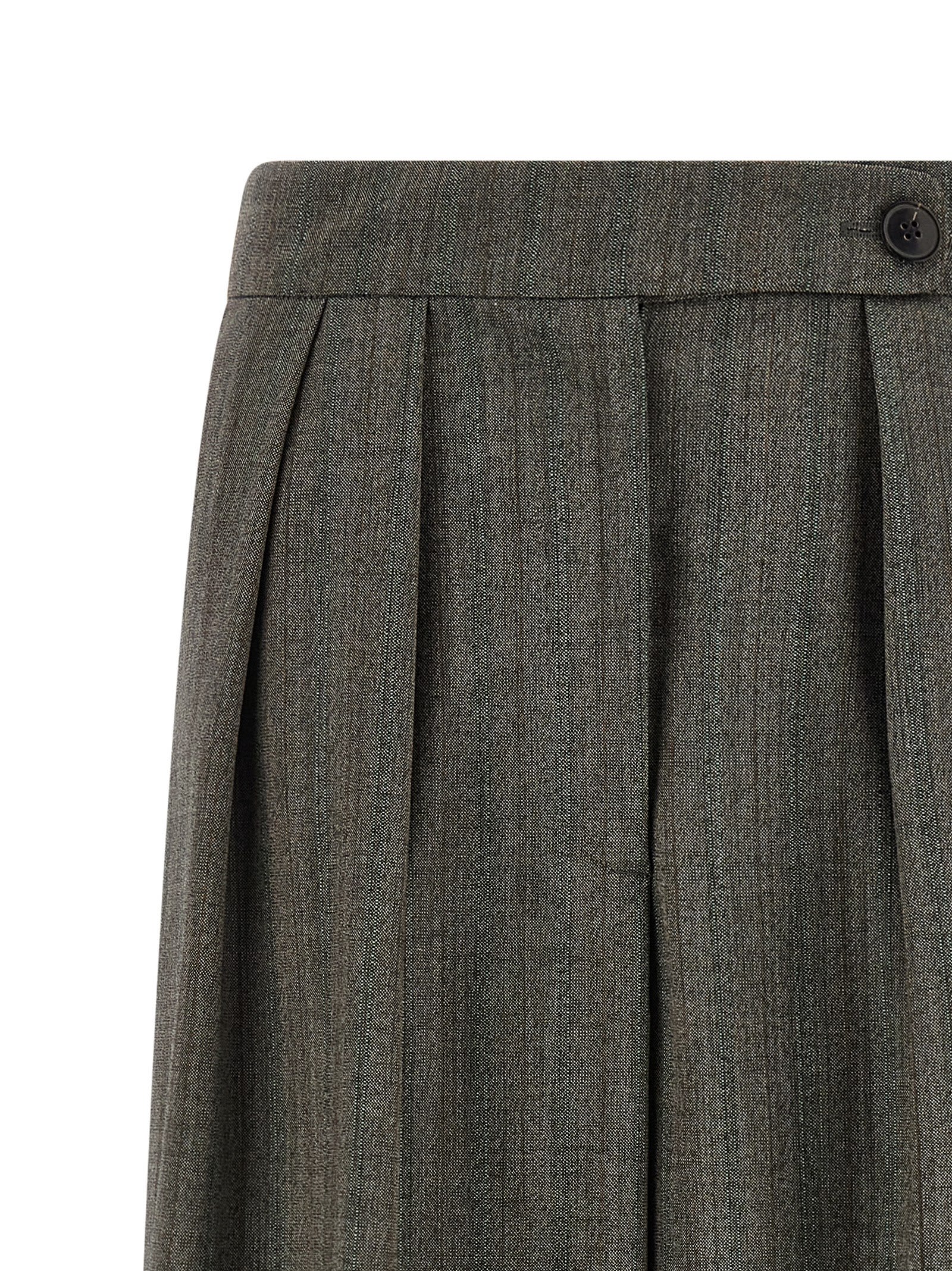 Dries Van Noten High Waist Wide Leg Trousers With Button Detail In Gray