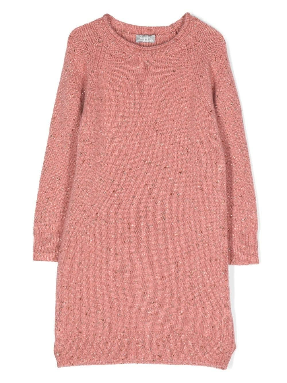 Il Gufo Kids Pink Wool Dress With Lurex Details