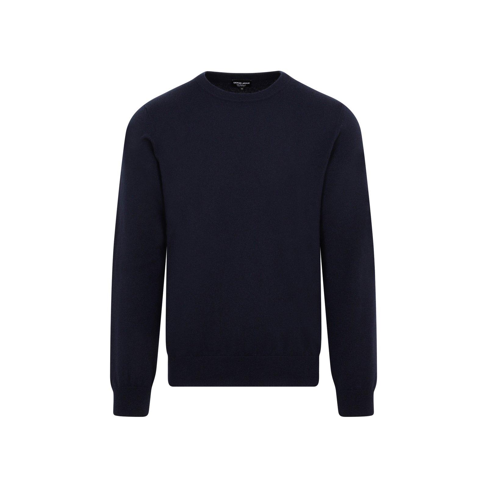 Shop Giorgio Armani Crewneck Long-sleeved Sweatshirt In Ubuv
