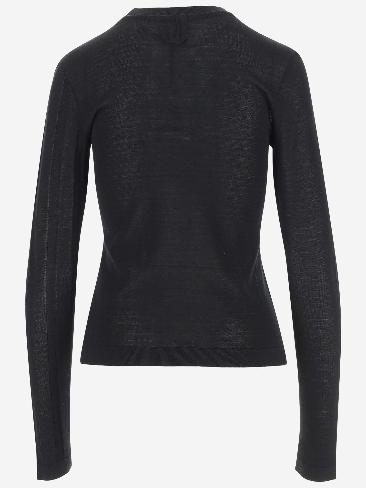 Shop Jacquemus Cotton Long-sleeved Shirt In Black