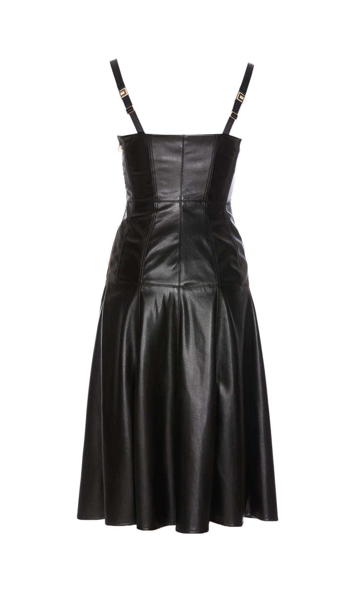 Shop Elisabetta Franchi Faux Leather Dress In Black