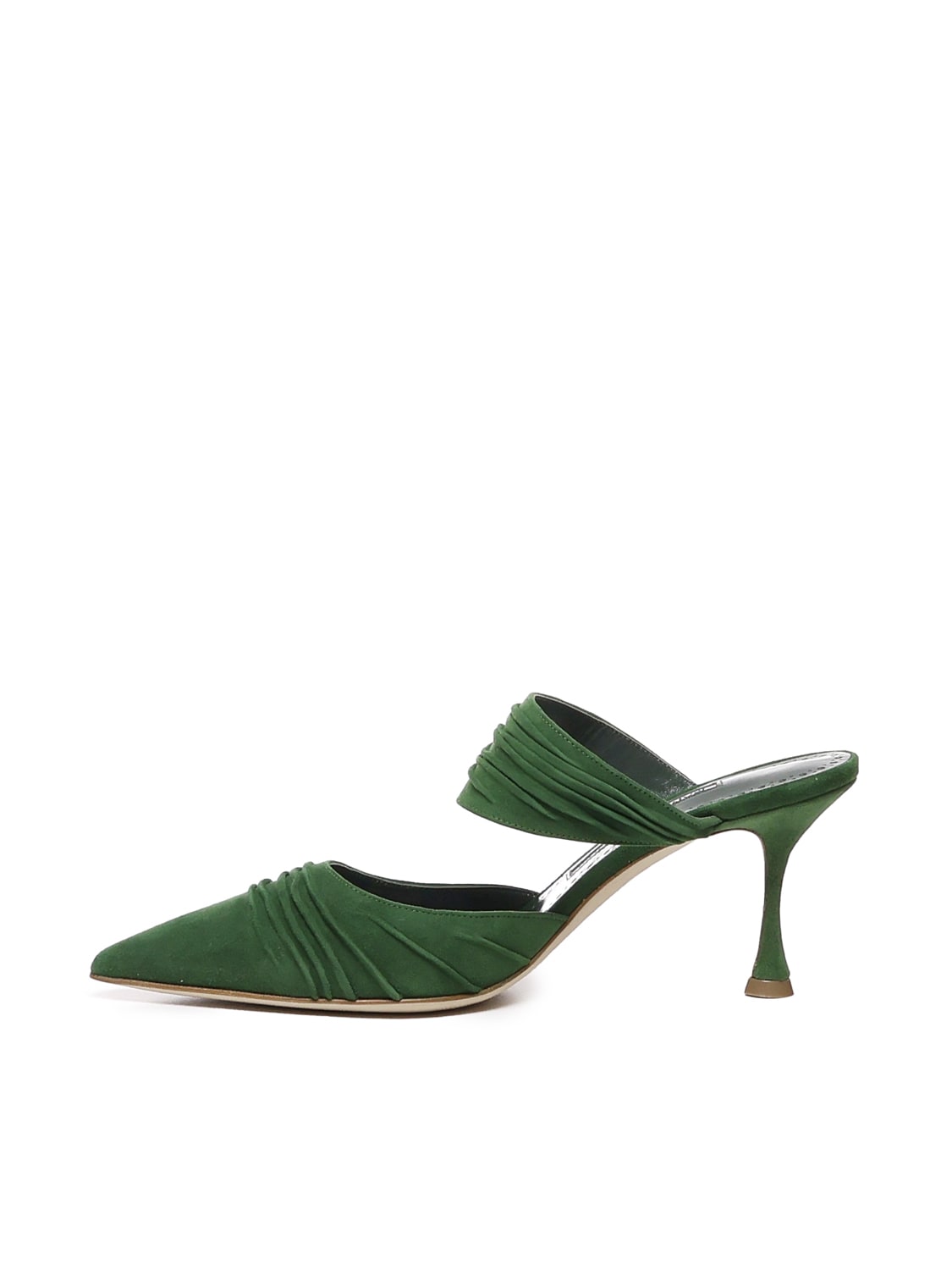 Shop Manolo Blahnik Circeamu Sabot In Suede In Green