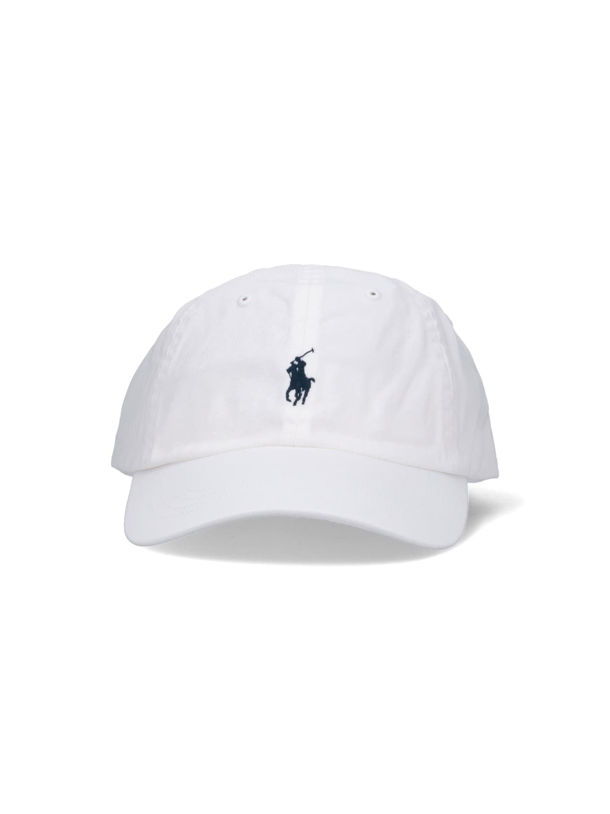 Shop Polo Ralph Lauren Logo Baseball Hat Hat In White/navy