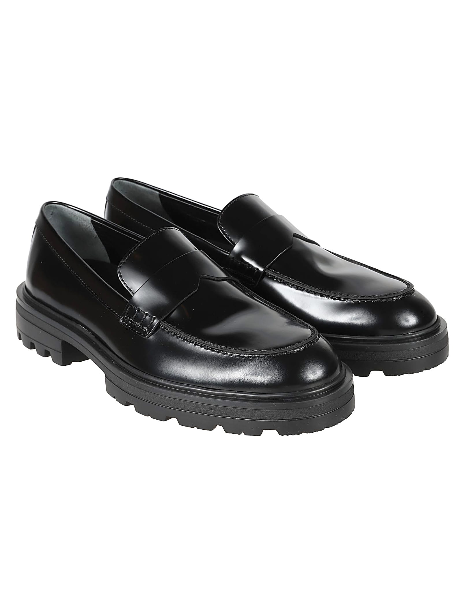 Shop Hogan H673 Loafers In Black